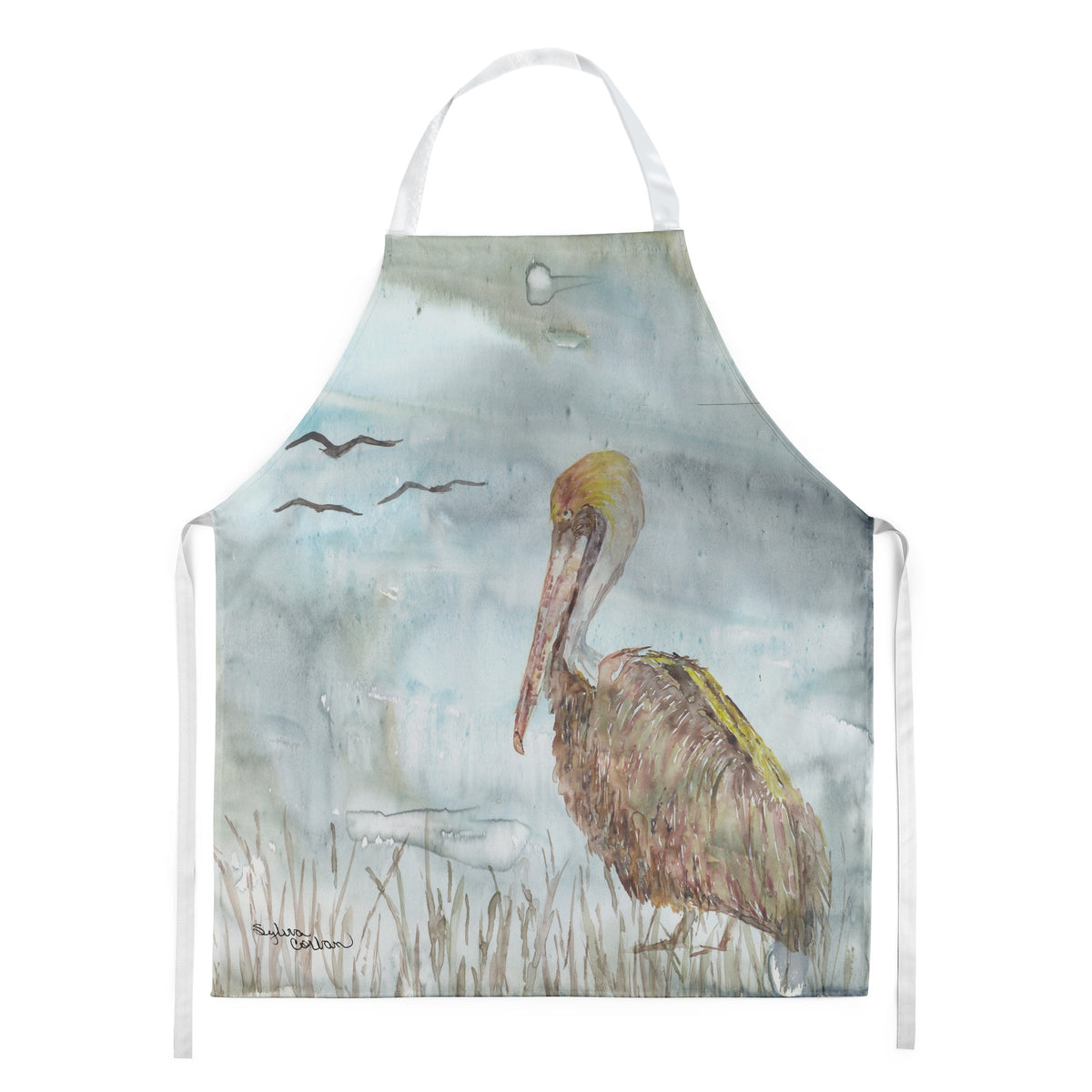 Caroline'S Treasures Sc2009Apron Brown Pelican Watercolor Kitchen-Aprons, Multicolor