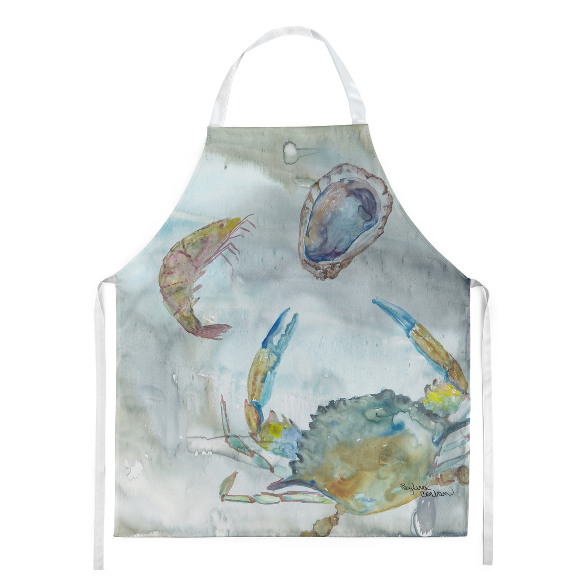 Caroline'S Treasures Sc2010Apron Crab, Shrimp And Oyster Watercolor Kitchen-Aprons, Multicolor