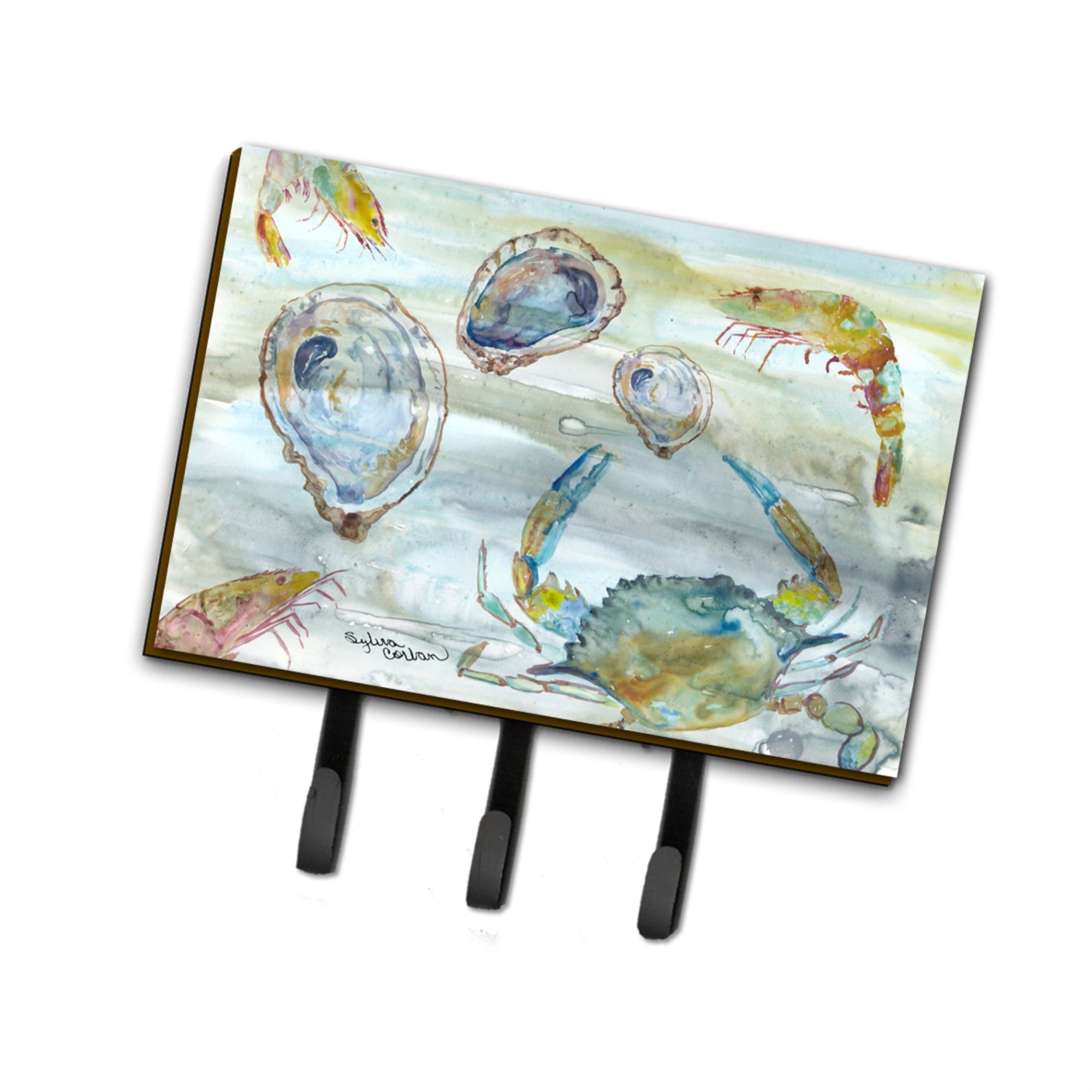 Crab, Shrimp And Oyster Watercolor Leash Or Key Holder Sc2010Th68
