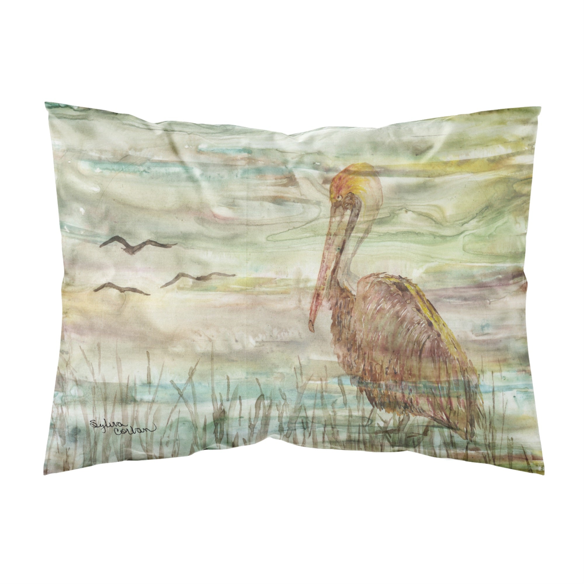 Caroline'S Treasures Brown Pelican Sunset Fabric Standard Pillowcases, Multicolor
