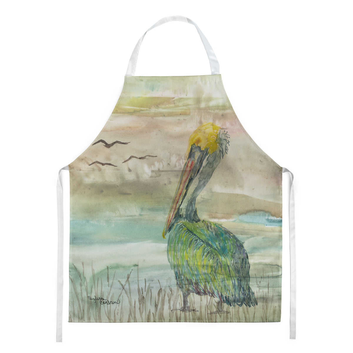 Caroline'S Treasures Sc2012Apron Pelican Sunset Kitchen-Aprons, Multicolor