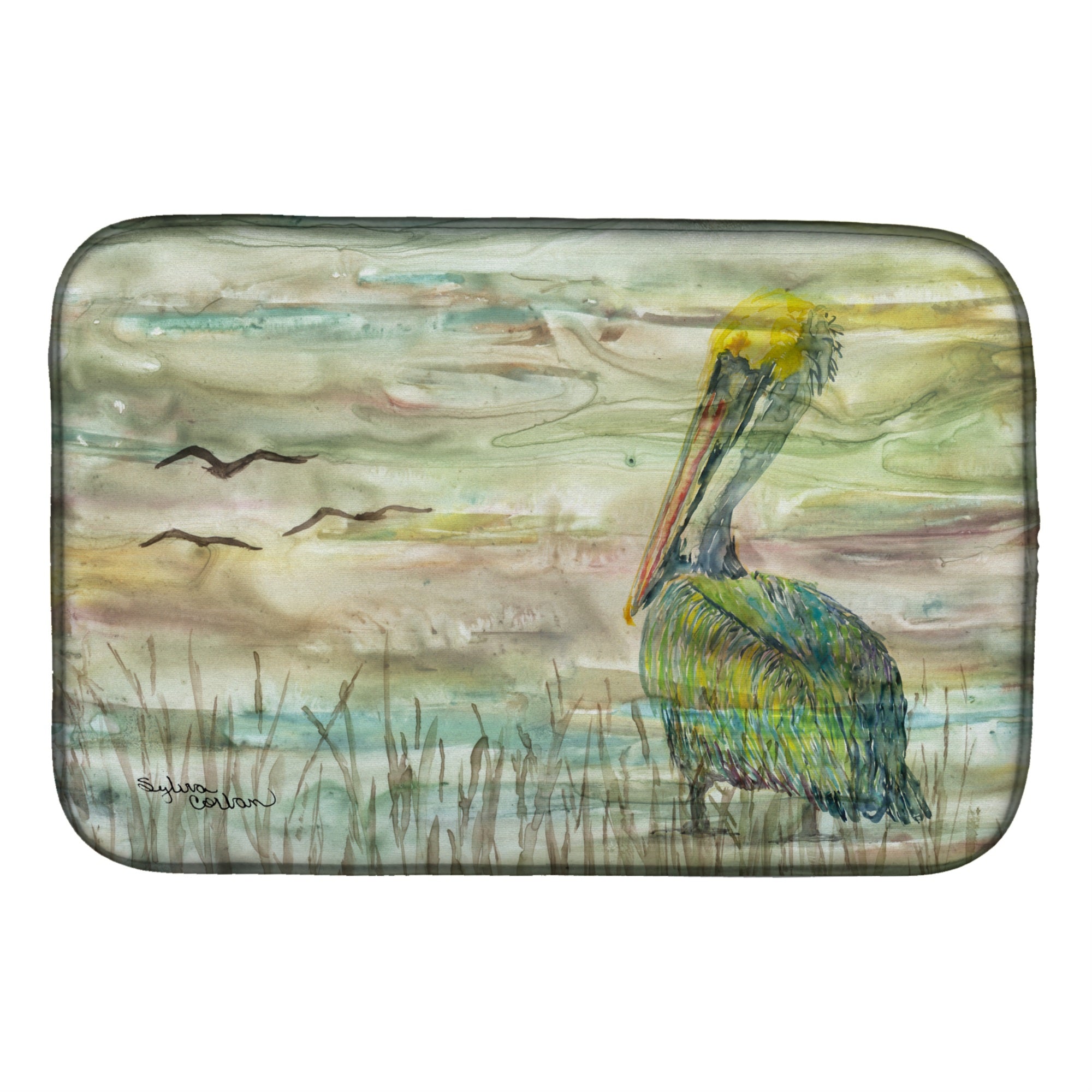 Caroline'S Treasures Sc2012Ddm Pelican Sunset Dish-Drying-Mats, 14X21, Multicolor