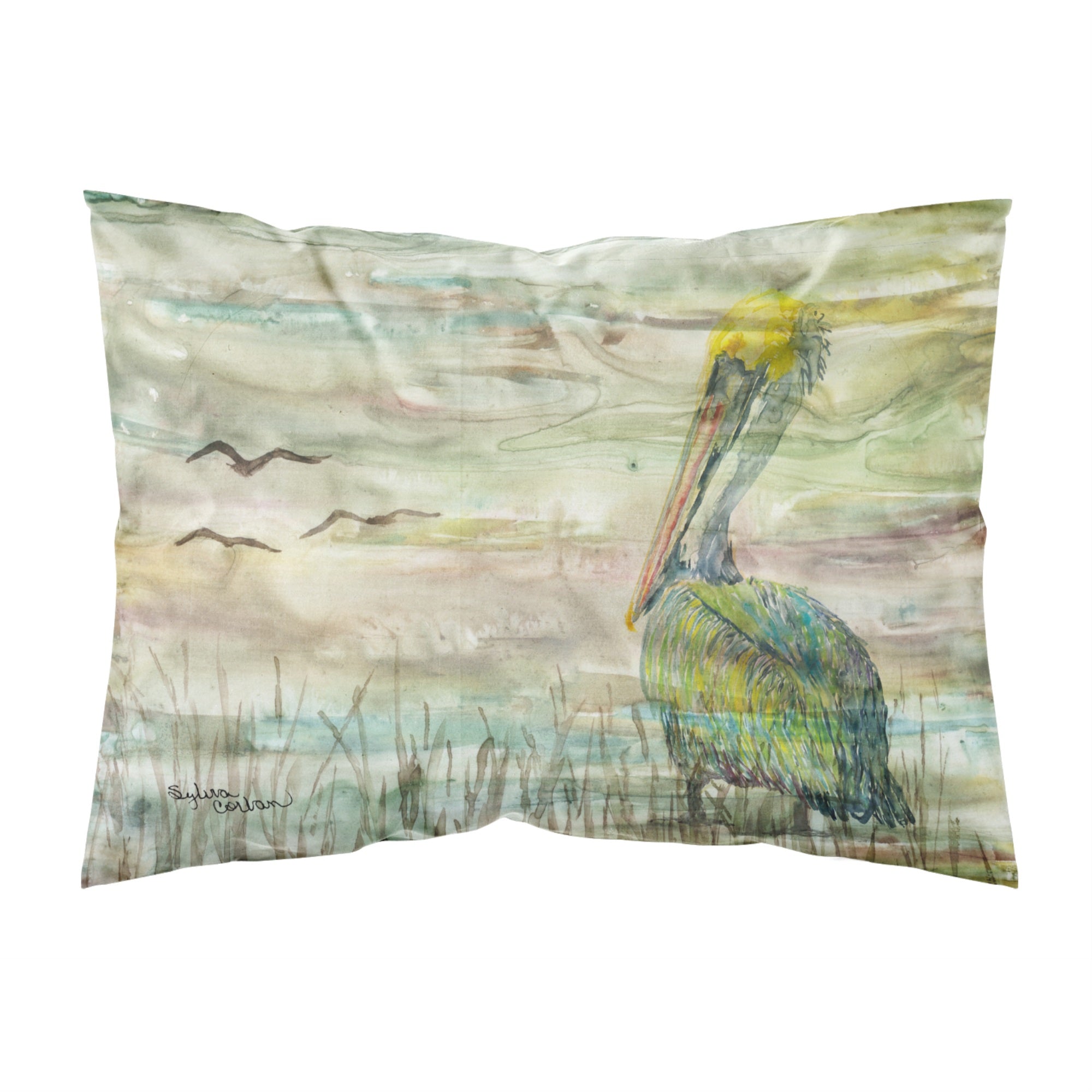 Caroline'S Treasures Pelican Sunset Fabric Standard Pillowcases, Multicolor