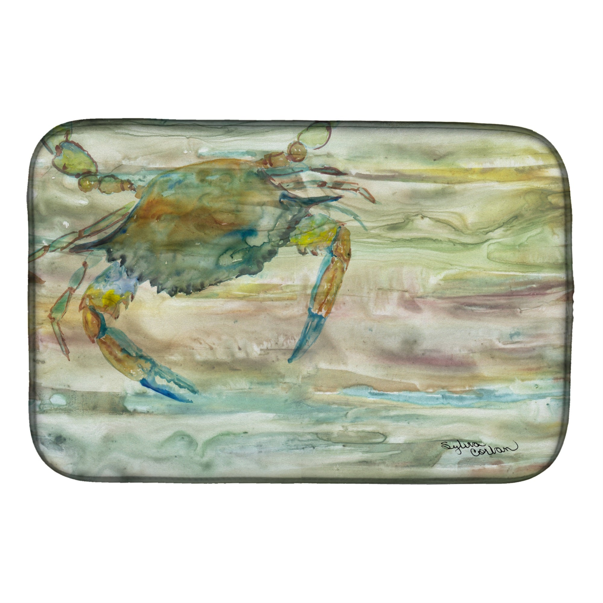 Caroline'S Treasures Sc2013Ddm Blue Crab Sunset Dish-Drying-Mats, 14X21, Multicolor