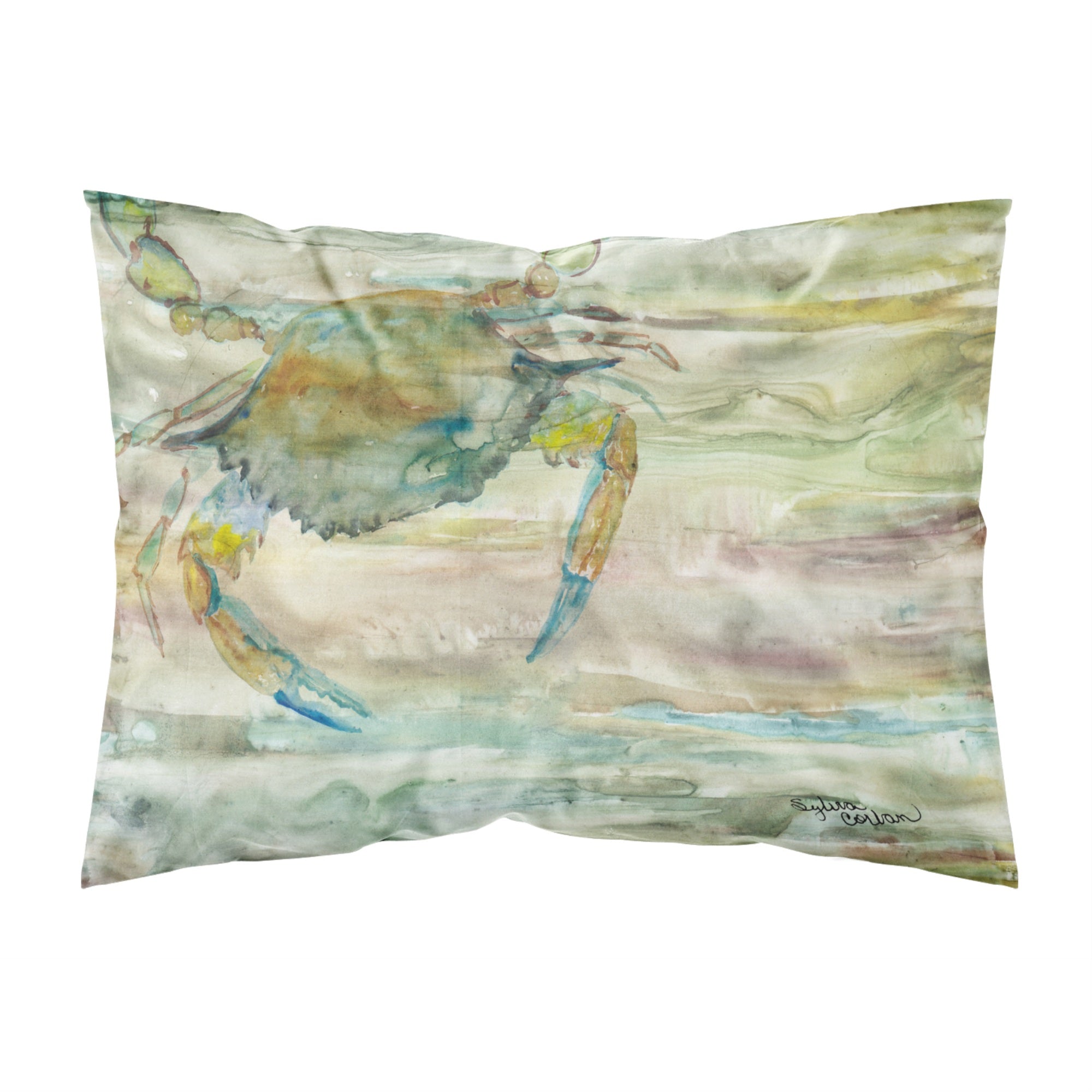 Caroline'S Treasures Blue Crab Sunset Fabric Standard Pillowcases, Multicolor