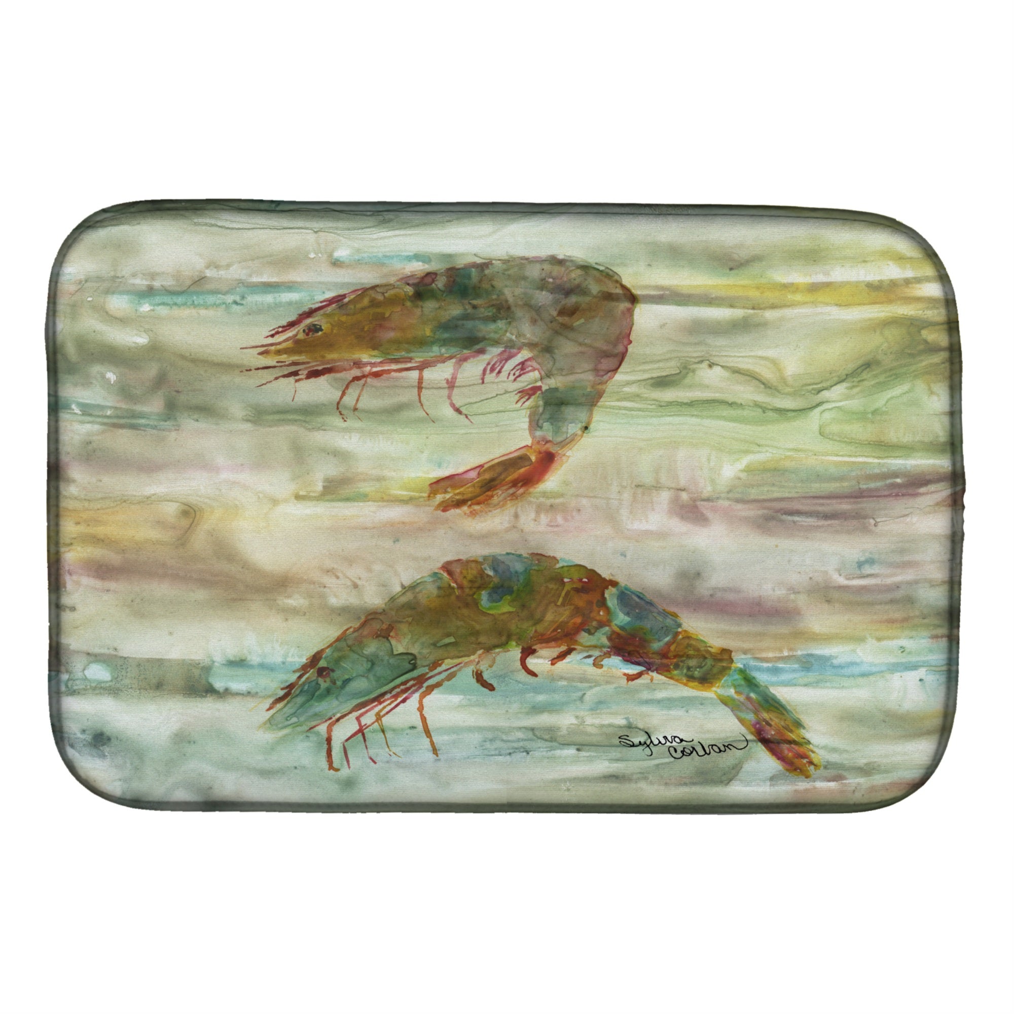 Caroline'S Treasures Sc2014Ddm Shrimp Sunset Dish-Drying-Mats, 14X21, Multicolor