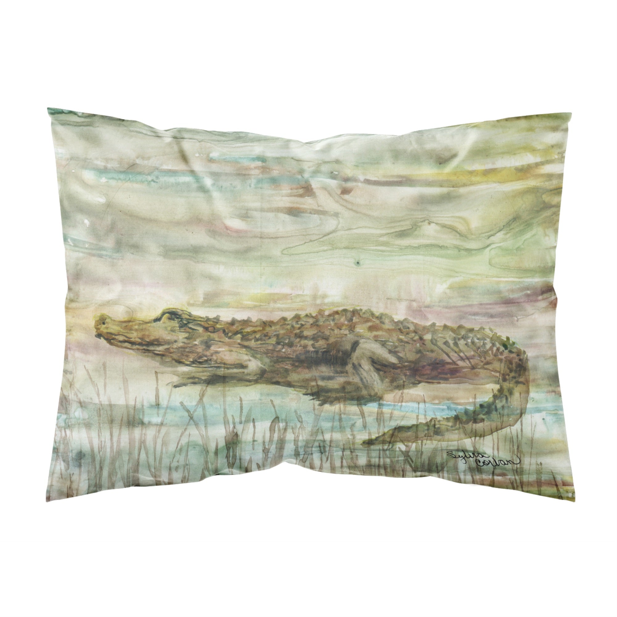 Caroline'S Treasures Alligator Sunset Fabric Standard Pillowcases, Multicolor