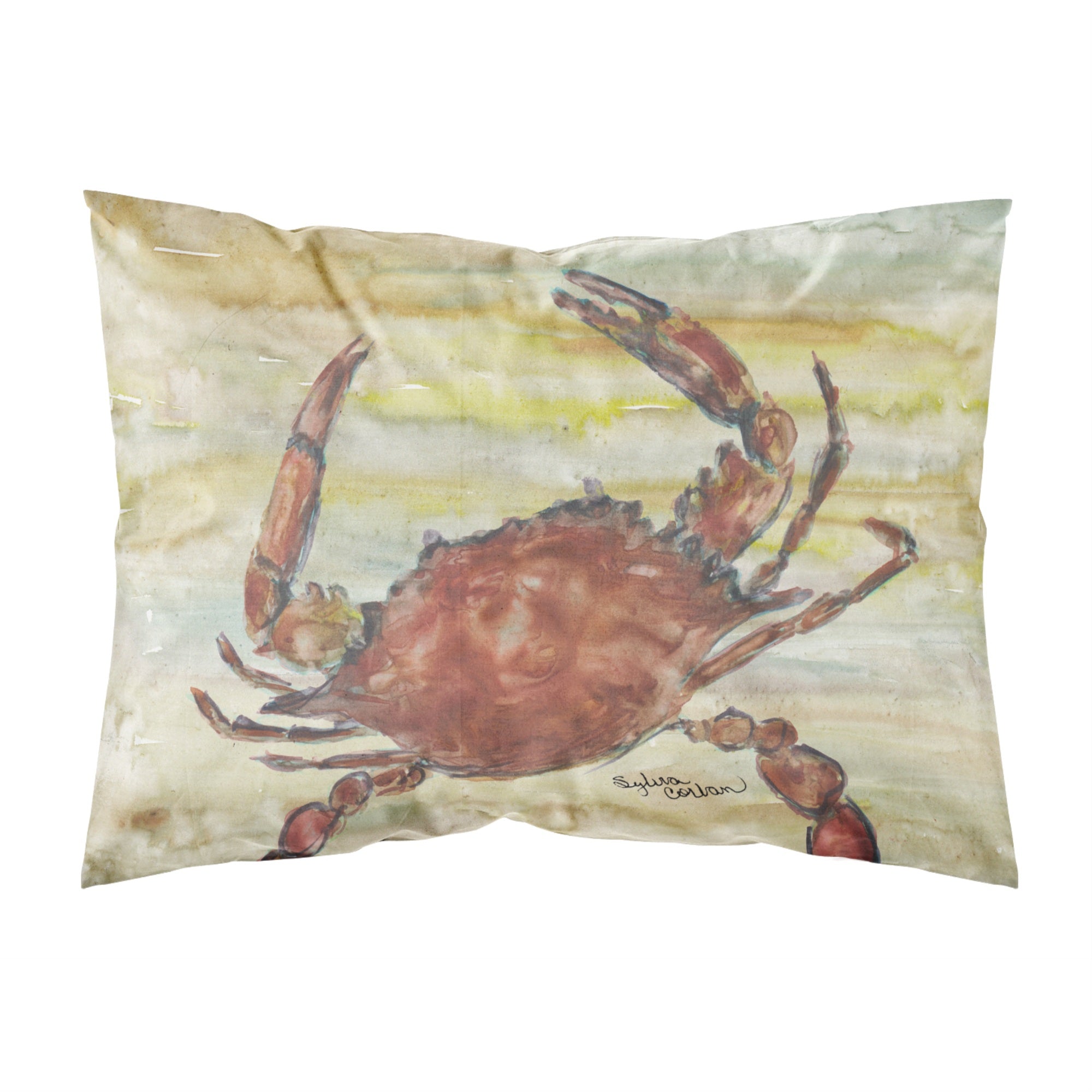 Caroline'S Treasures Cooked Crab Yellow Sky Fabric Standard Pillowcases, Multicolor