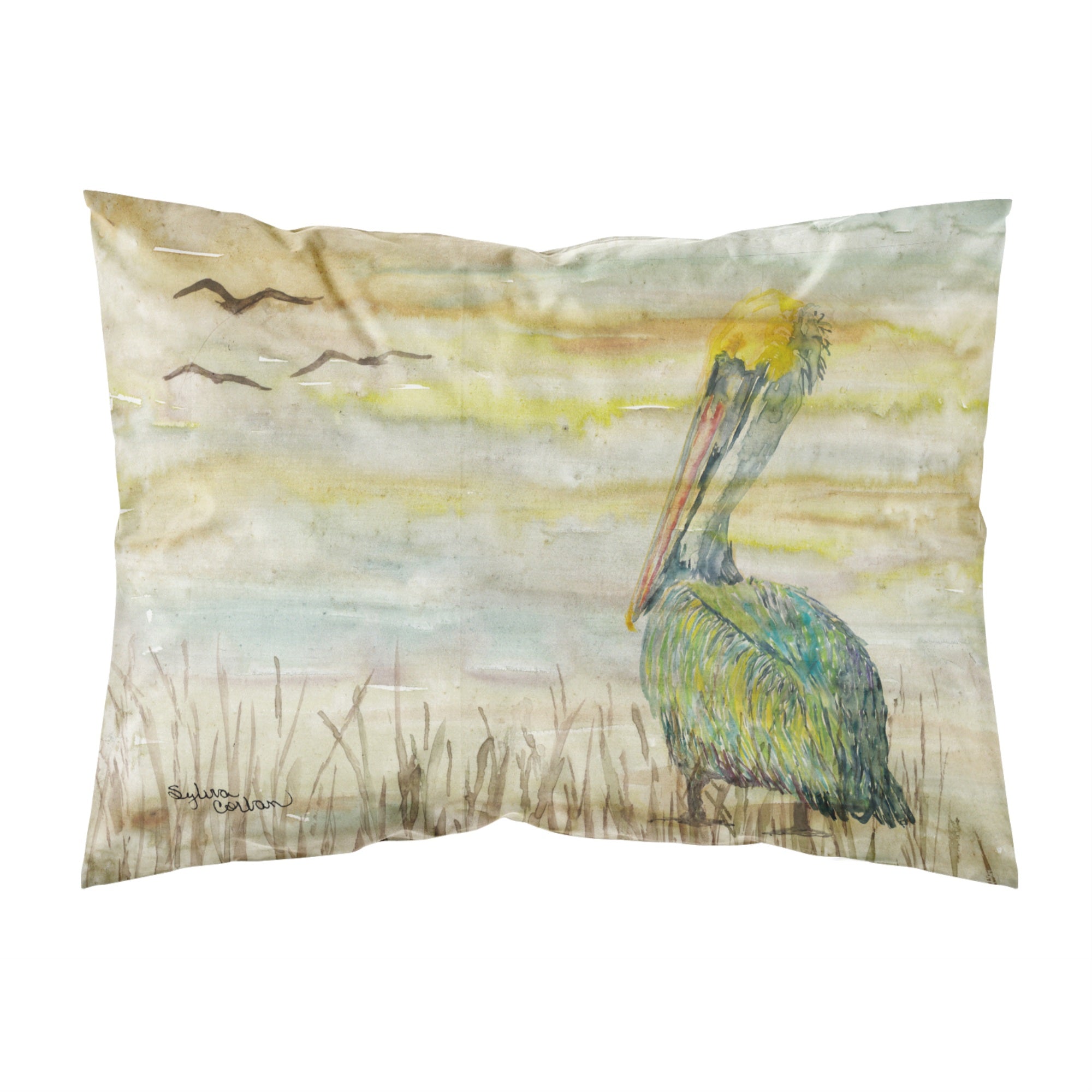 Caroline'S Treasures Pelican Yellow Sky Fabric Standard Pillowcases, Multicolor