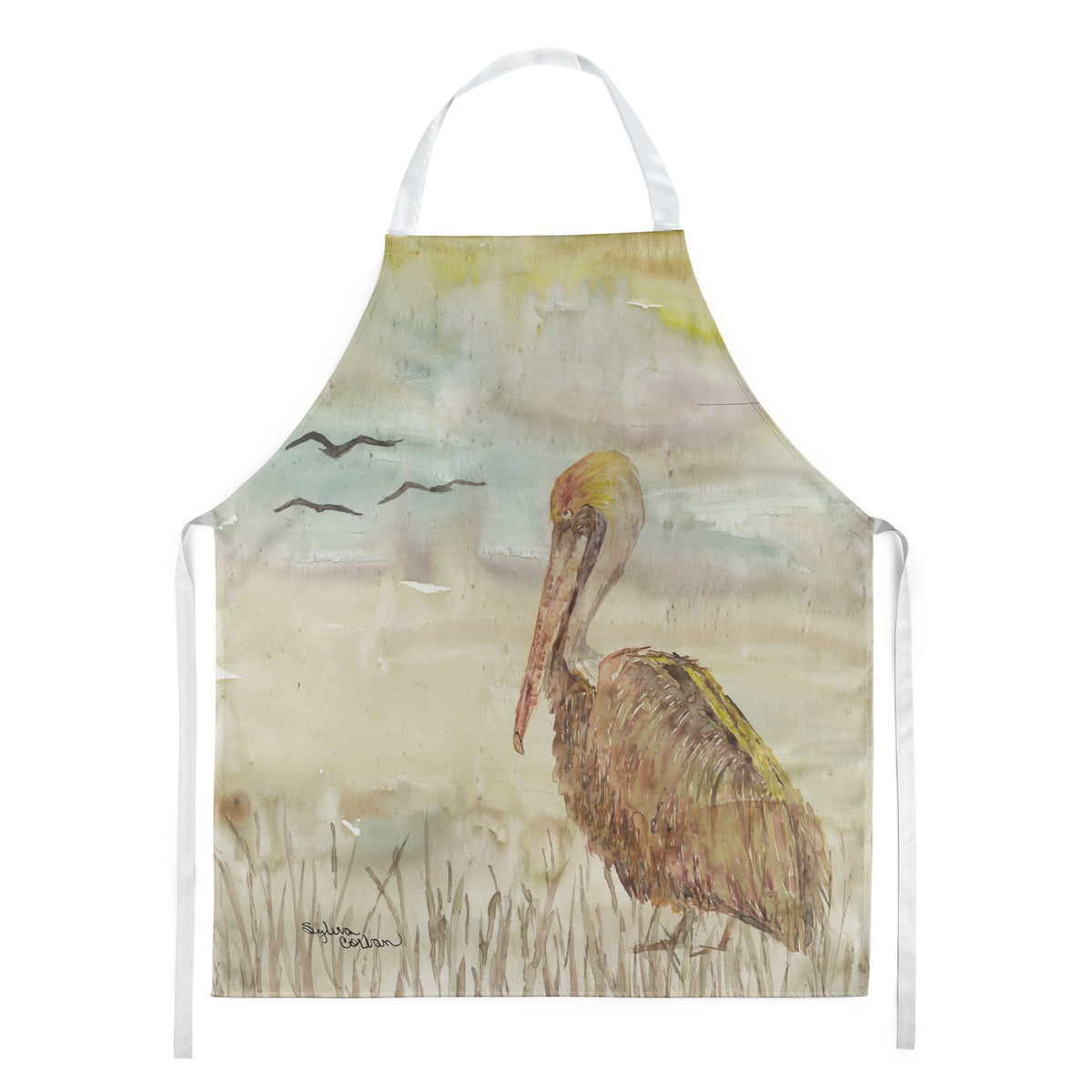 Caroline'S Treasures Sc2025Apron Brown Pelican Yellow Sky Kitchen-Aprons
