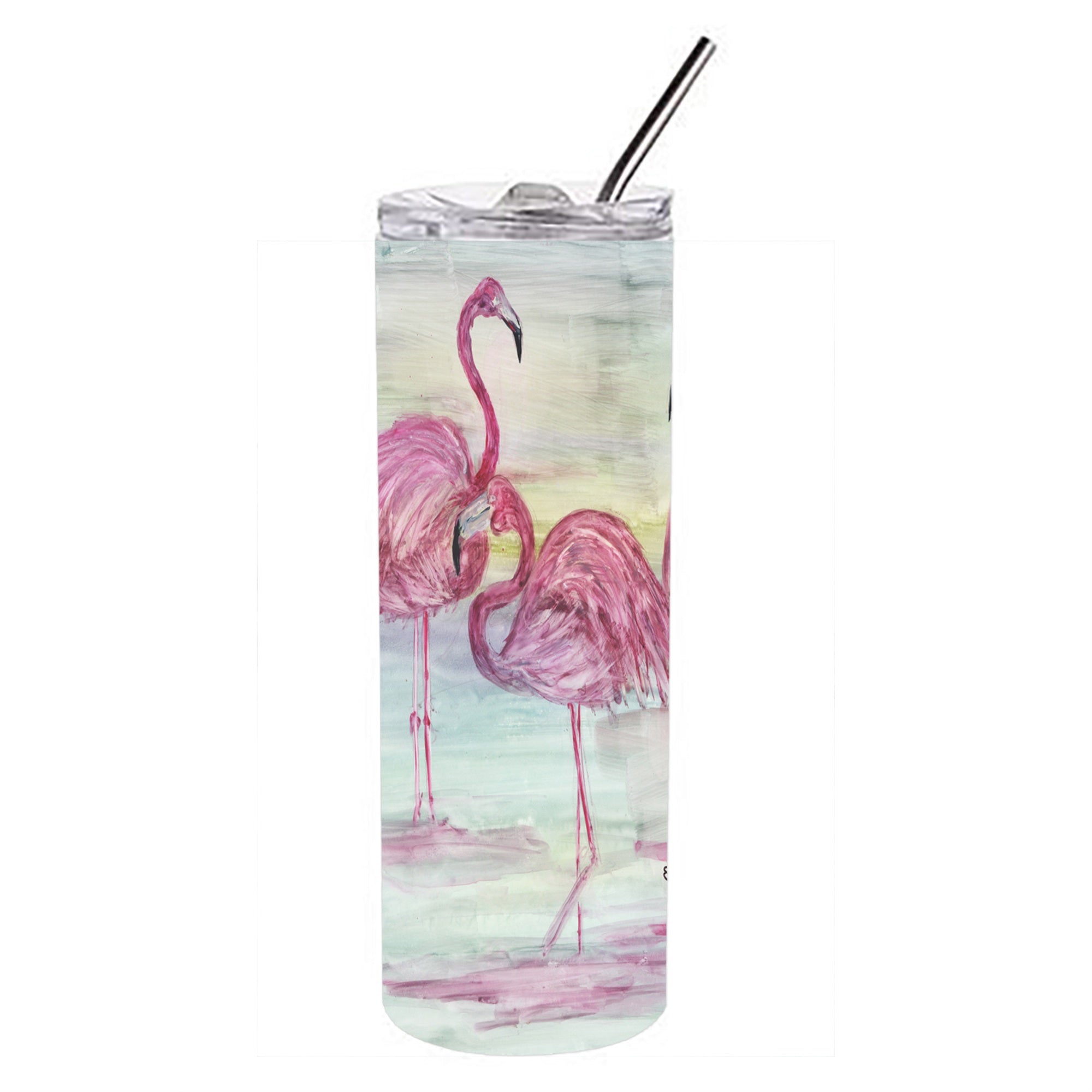 Caroline'S Treasures Flamingos Double Walled Stainless Steel 20 Oz Skinny Travel-Insulated-Tumblers, Multicolor