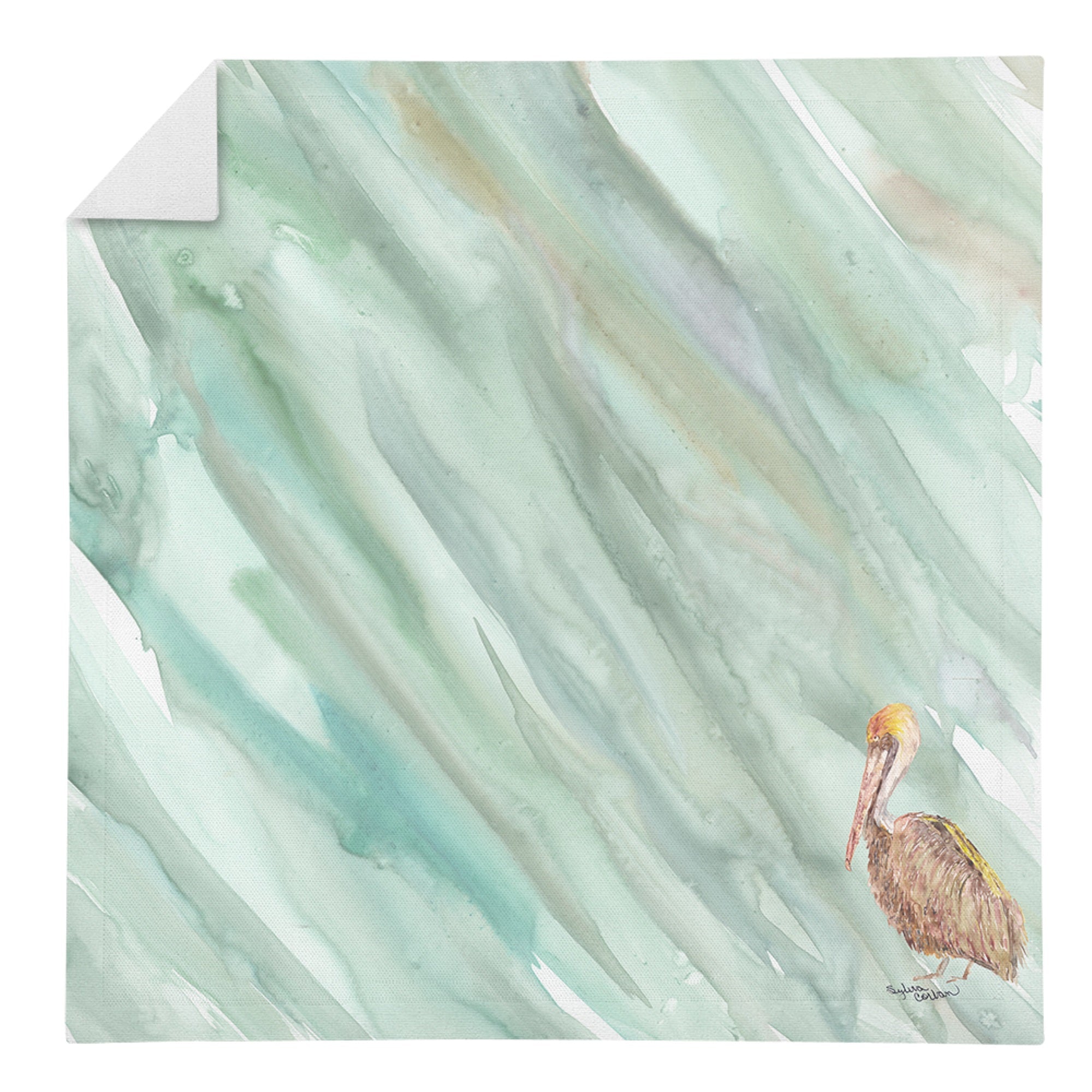 Brown Pelican On Sage Green Napkin Sc2063Nap