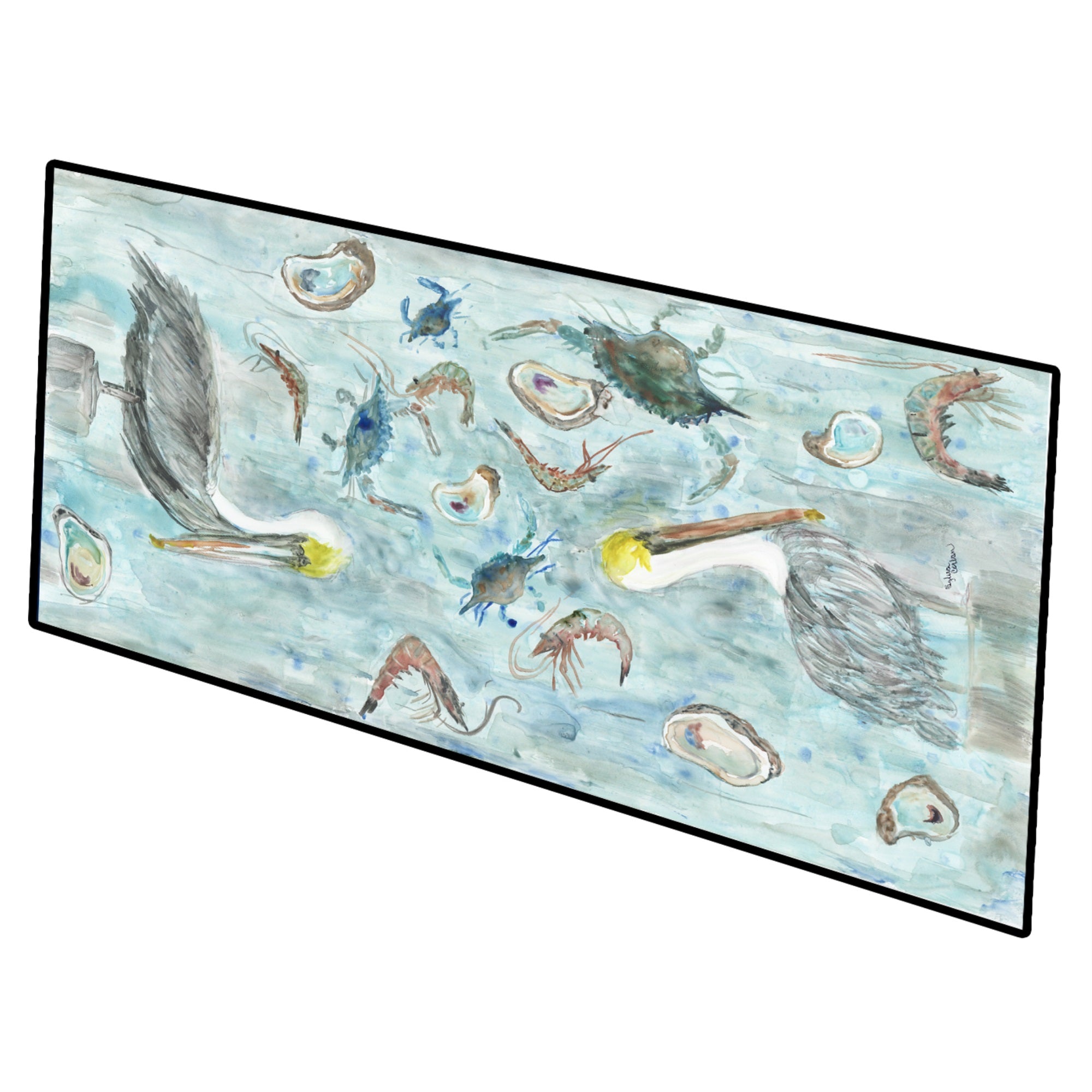Pelicans, Crabs And Shrimp Indoor Or Outdoor Runner Mat 28X58 Sc2088Hrm2858