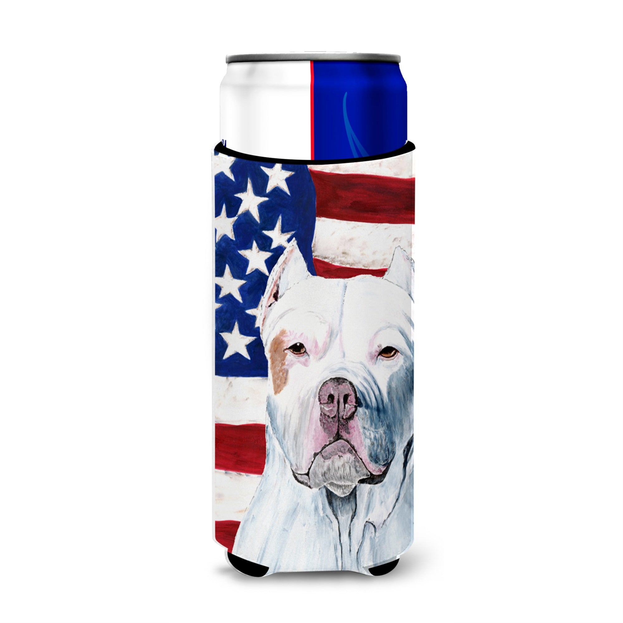Usa American Flag With Pit Bull Ultra Beverage Insulators For Slim Cans Sc9026Muk