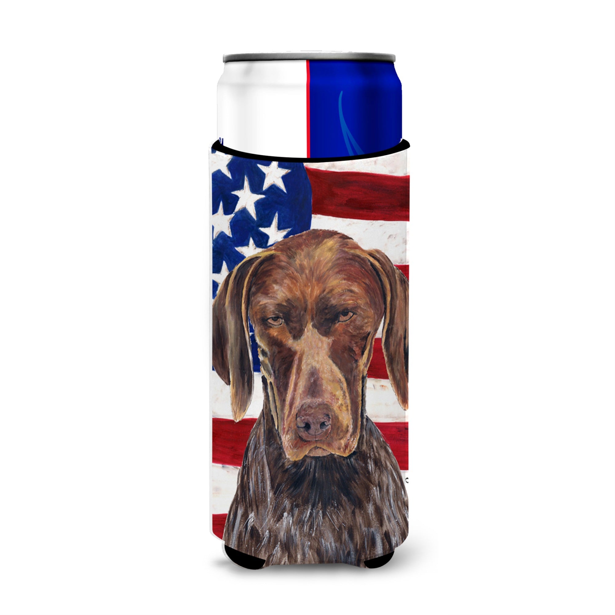 Usa American Flag With German Shorthaired Pointer Ultra Beverage Insulators For Slim Cans Sc9034Muk