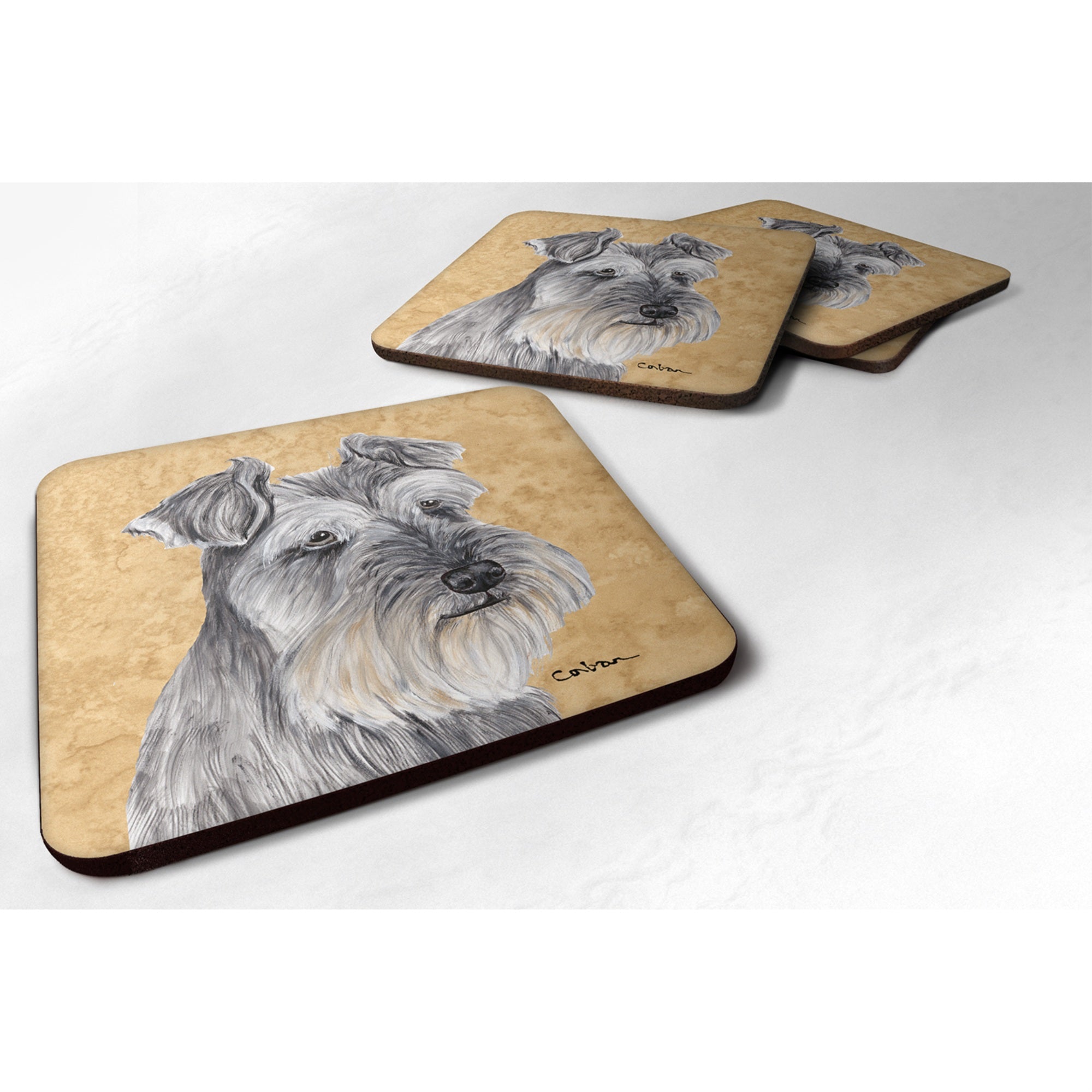 Caroline'S Treasures Sc9119Fc Schnauzer Foam Coasters (Set Of 4), 3.5 H X 3.5 W, Multicolor