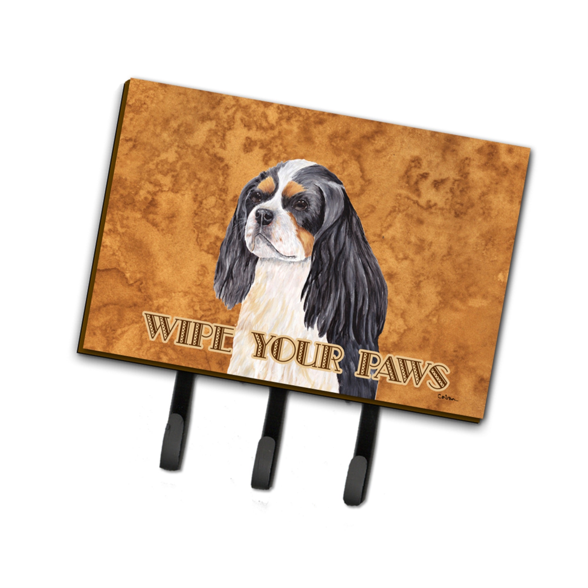 Caroline'S Treasures Sc9120Th68 Cavalier Spaniel Wipe Your Paws Leash Or Key Holder, Large, Multicolor