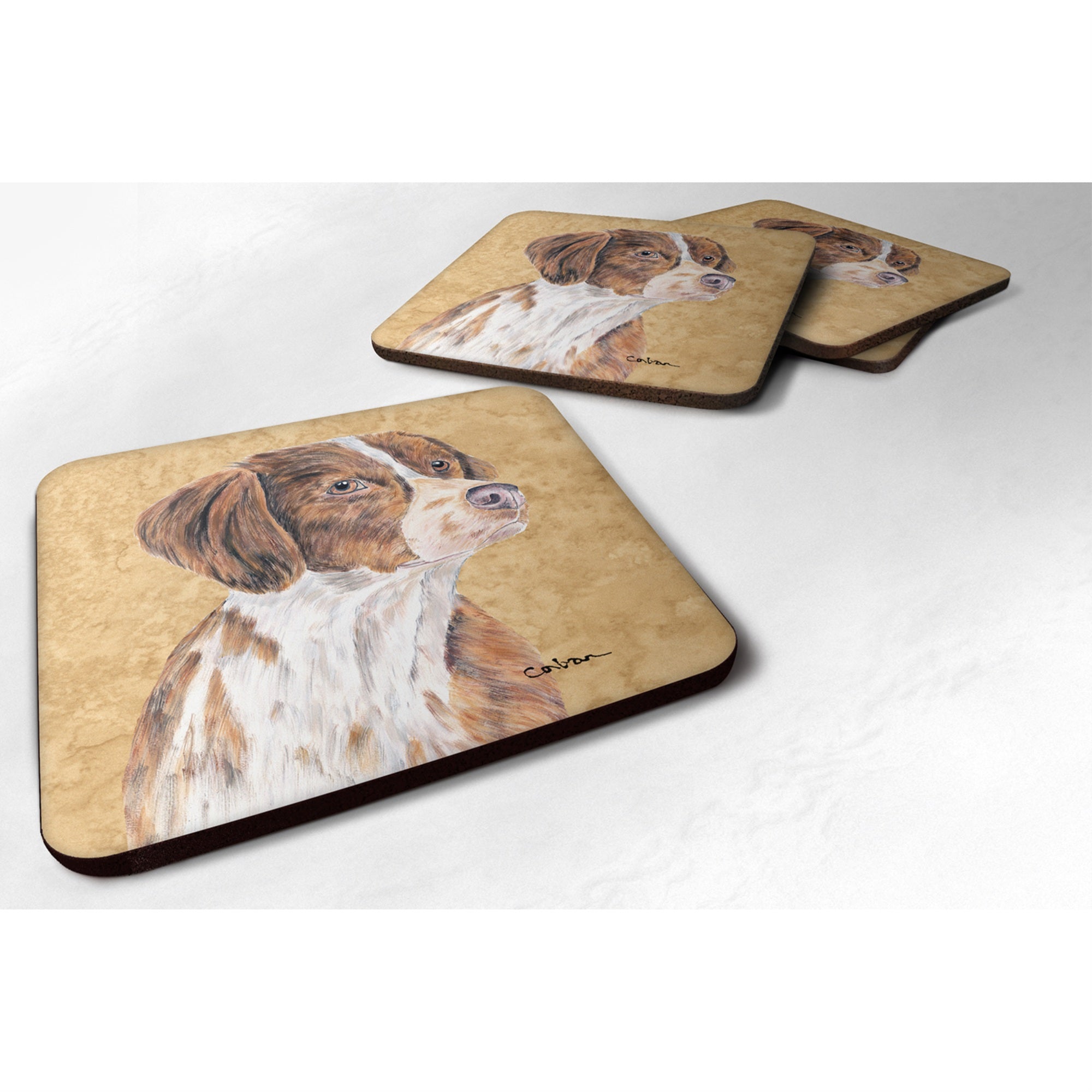 Caroline'S Treasures Sc9122Fc Brittany Foam Coasters (Set Of 4), 3.5 H X 3.5 W, Multicolor