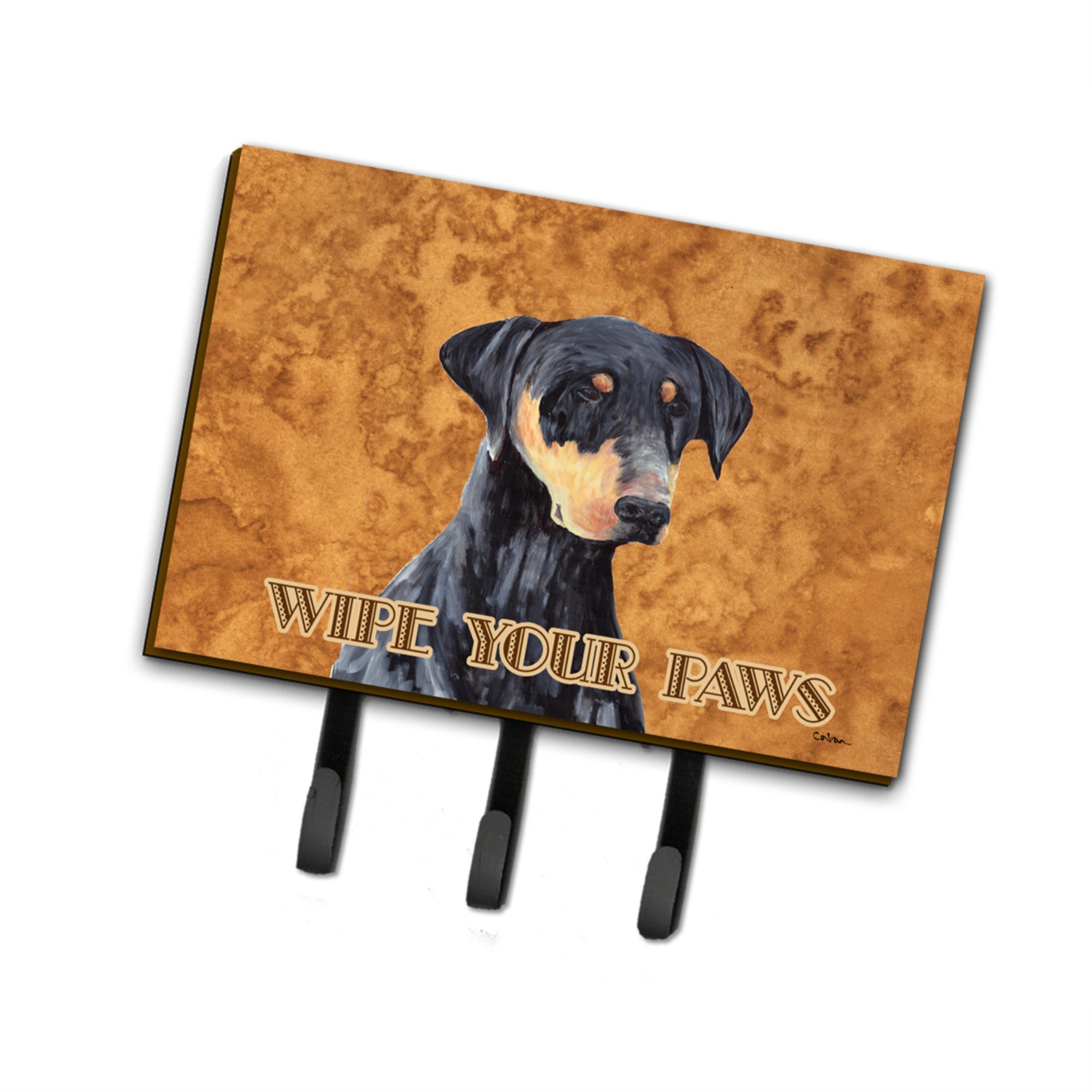 Caroline'S Treasures Sc9126Th68 Doberman Wipe Your Paws Leash Or Key Holder, Large, Multicolor