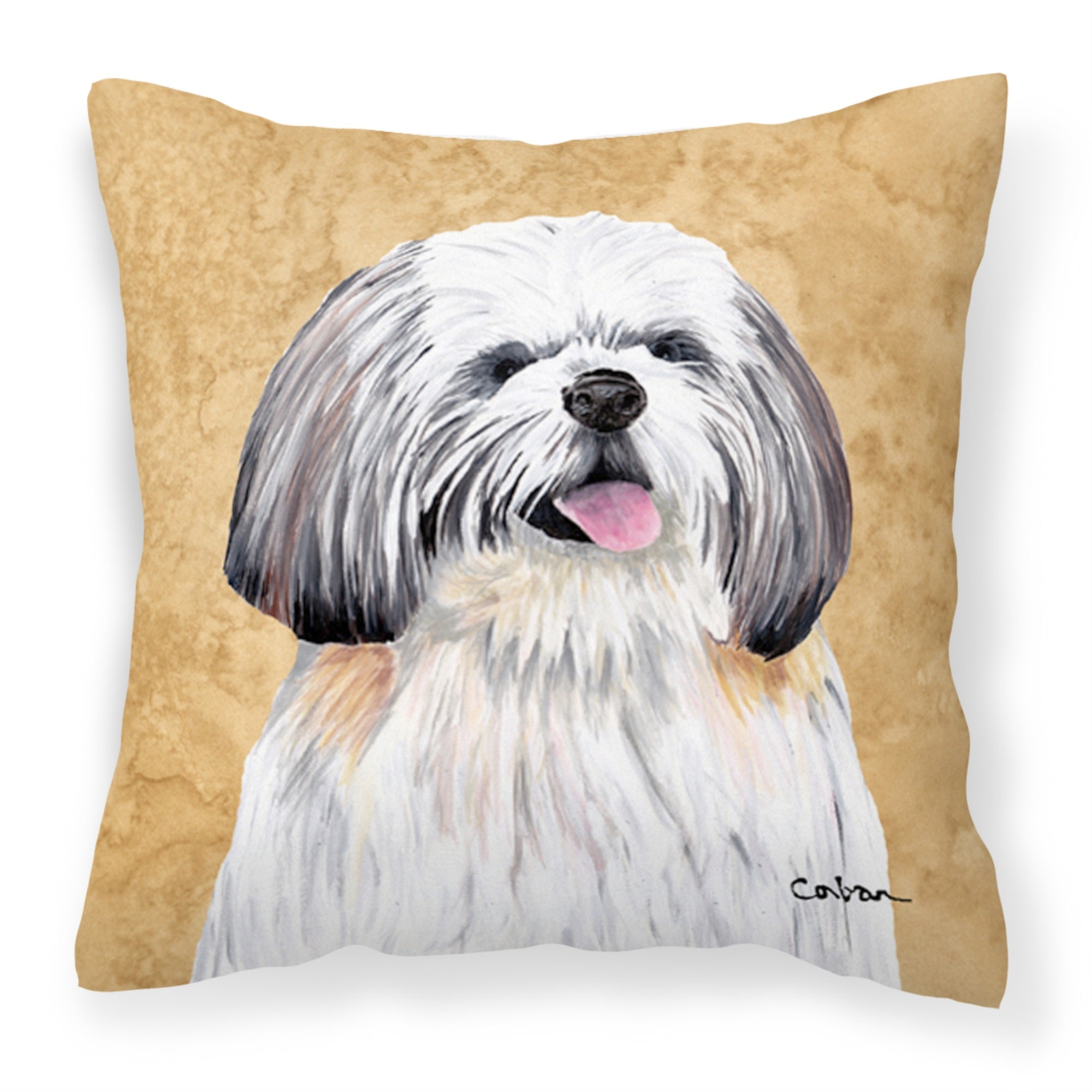 Caroline'S Treasures Sc9128Pw1414 Shih Tzu Decorative Canvas Fabric Pillow, Large, Multicolor