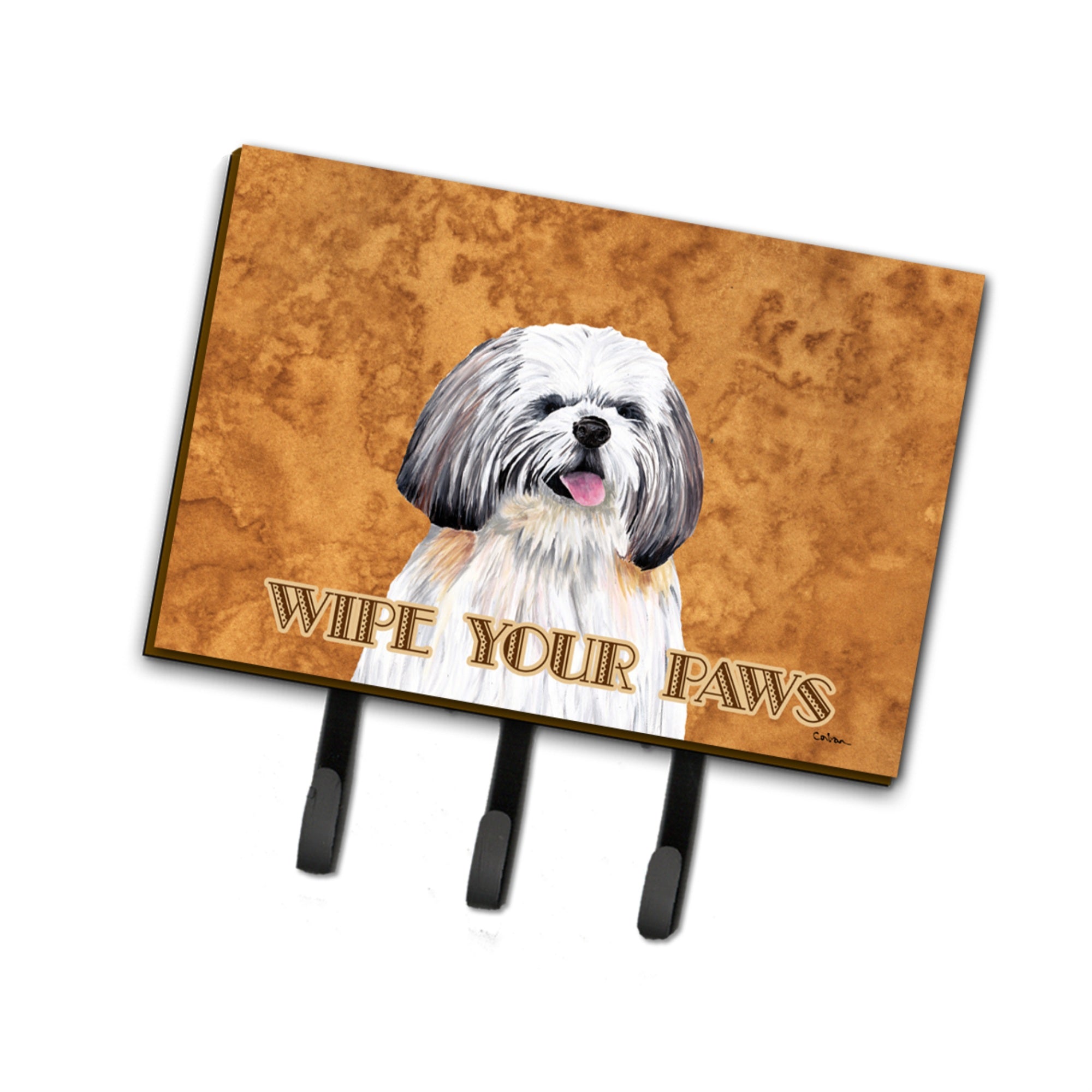 Caroline'S Treasures Sc9128Th68 Shih Tzu Wipe Your Paws Leash Or Key Holder, Large, Multicolor