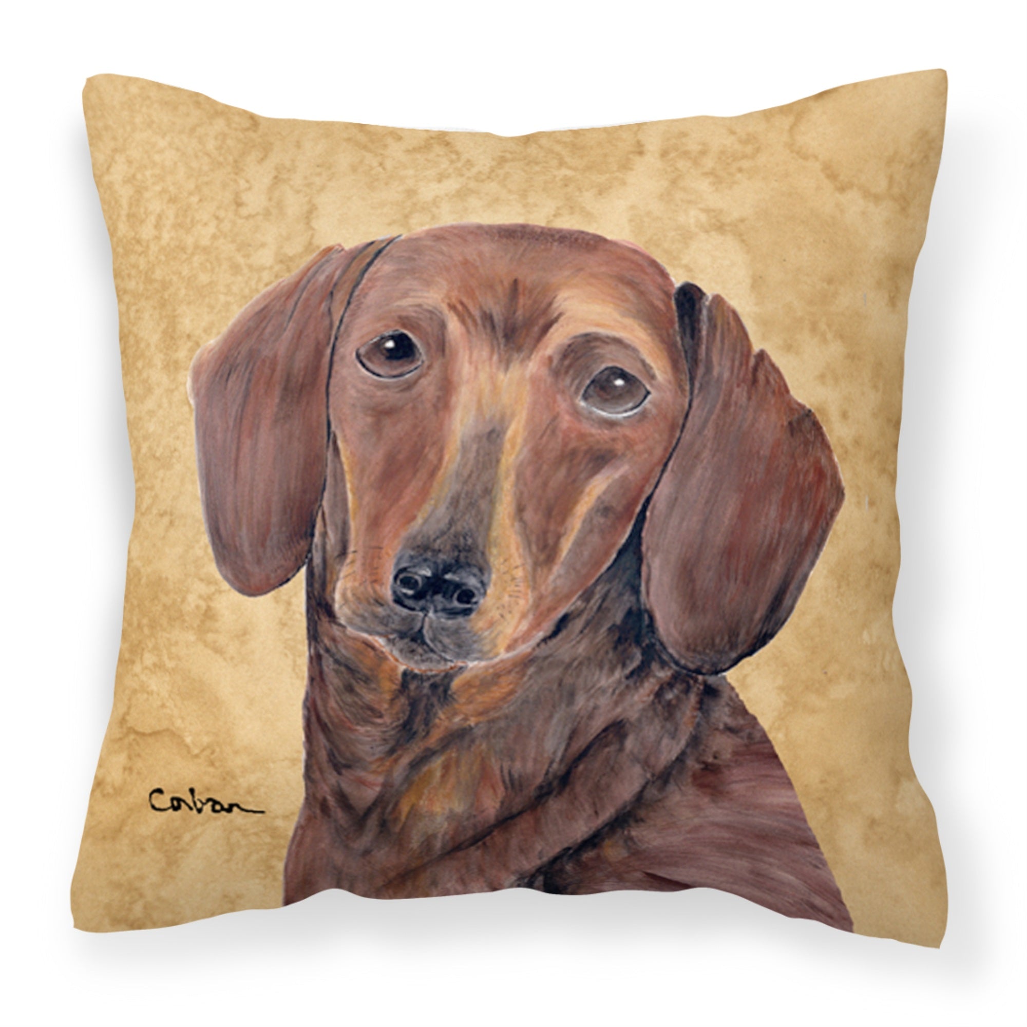 Caroline'S Treasures Sc9137Pw1414 Dachshund Decorative Canvas Fabric Pillow, Large, Multicolor