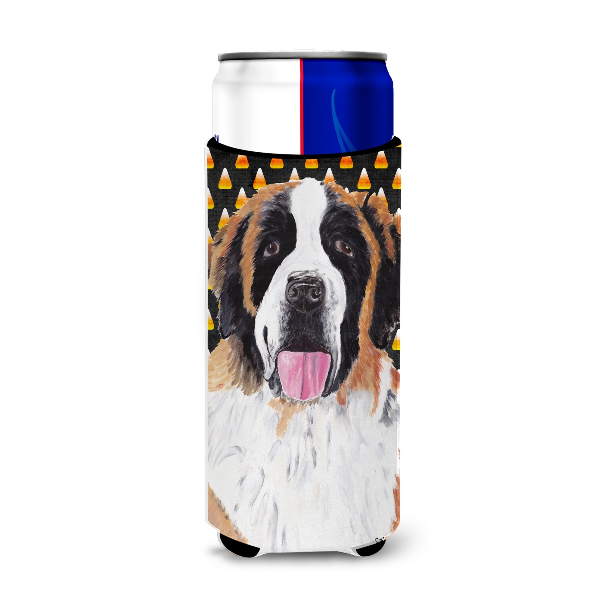 Saint Bernard Candy Corn Halloween Portrait Ultra Beverage Insulators For Slim Cans Sc9165Muk