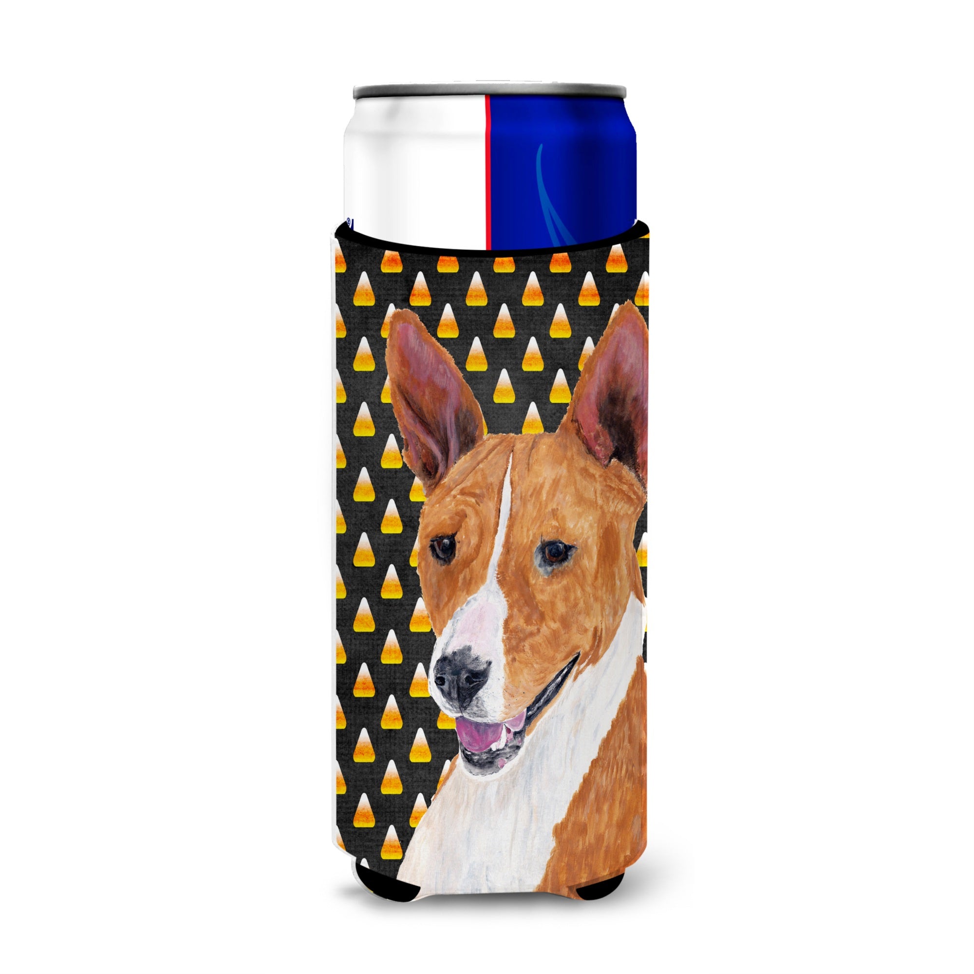 Basenji Candy Corn Halloween Portrait Ultra Beverage Insulators For Slim Cans Sc9185Muk