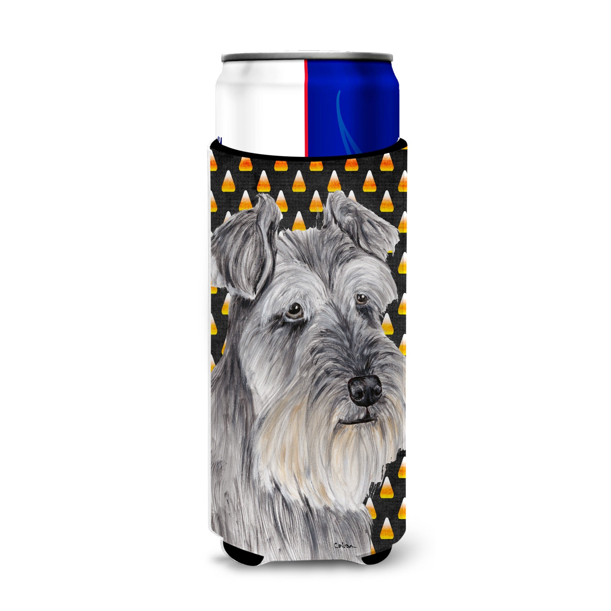 Caroline'S Treasures Sc9188Muk Schnauzer Candy Corn Halloween Portrait Michelob Ultra Koozies, Slim, Multicolor