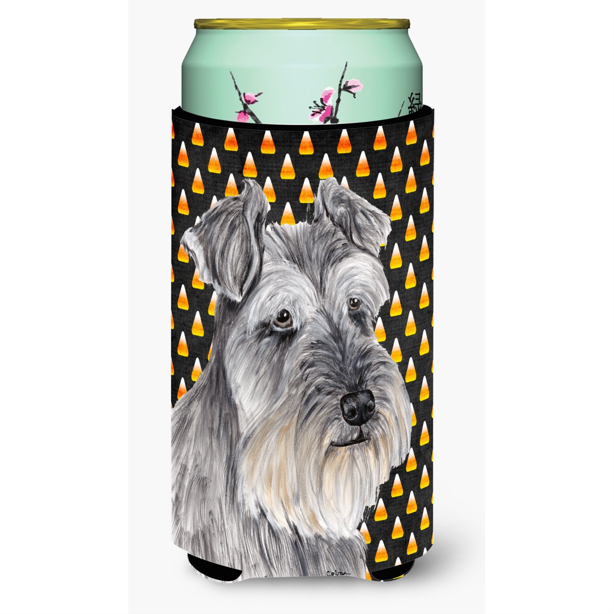 Caroline'S Treasures Schnauzer Candy Corn Halloween Portrait Koozie Hugger, Tall, Multicolor