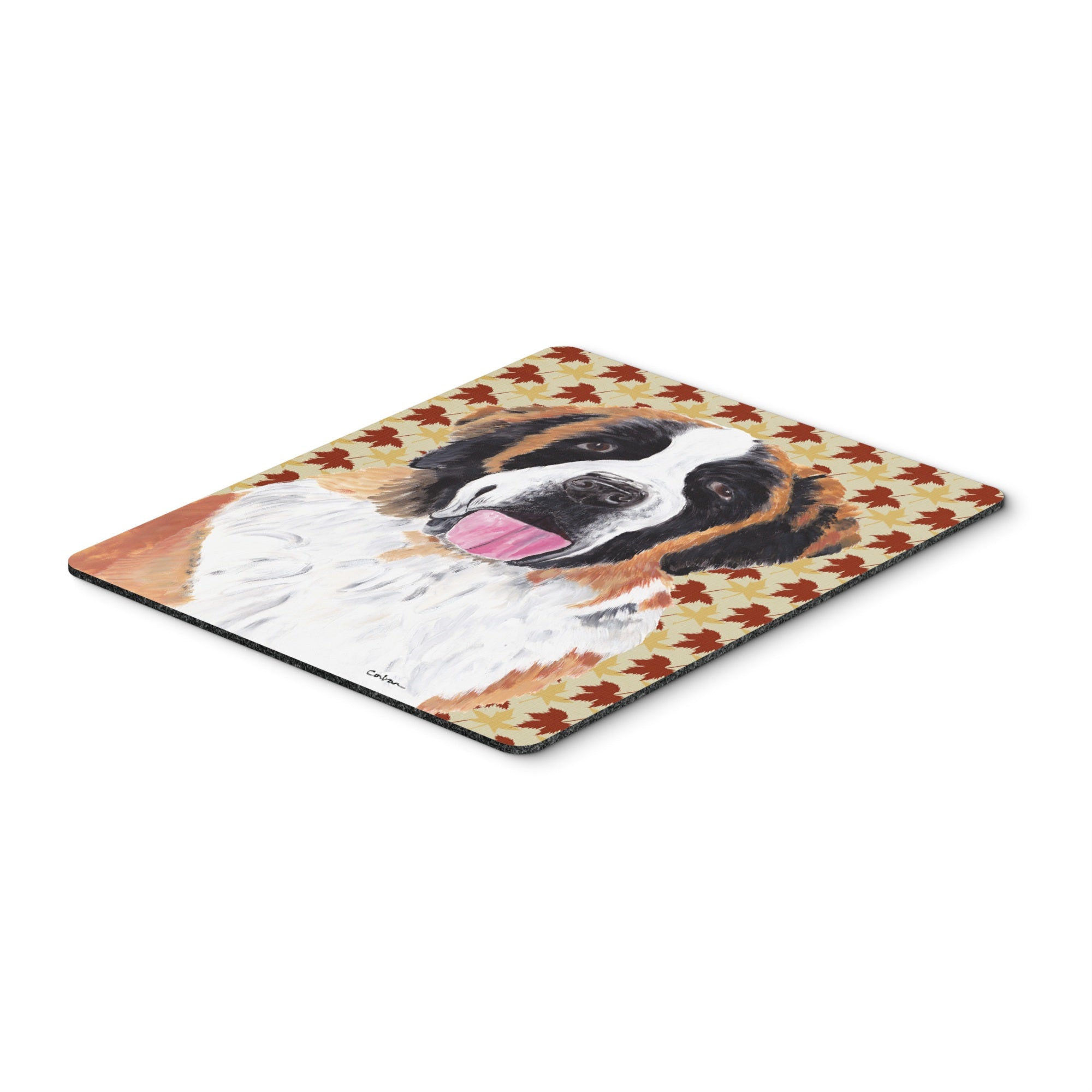 Caroline'S Treasures Saint Bernard Fall Leaves Portrait Mouse Pad/Hot Pad/Trivet (Sc9222Mp)