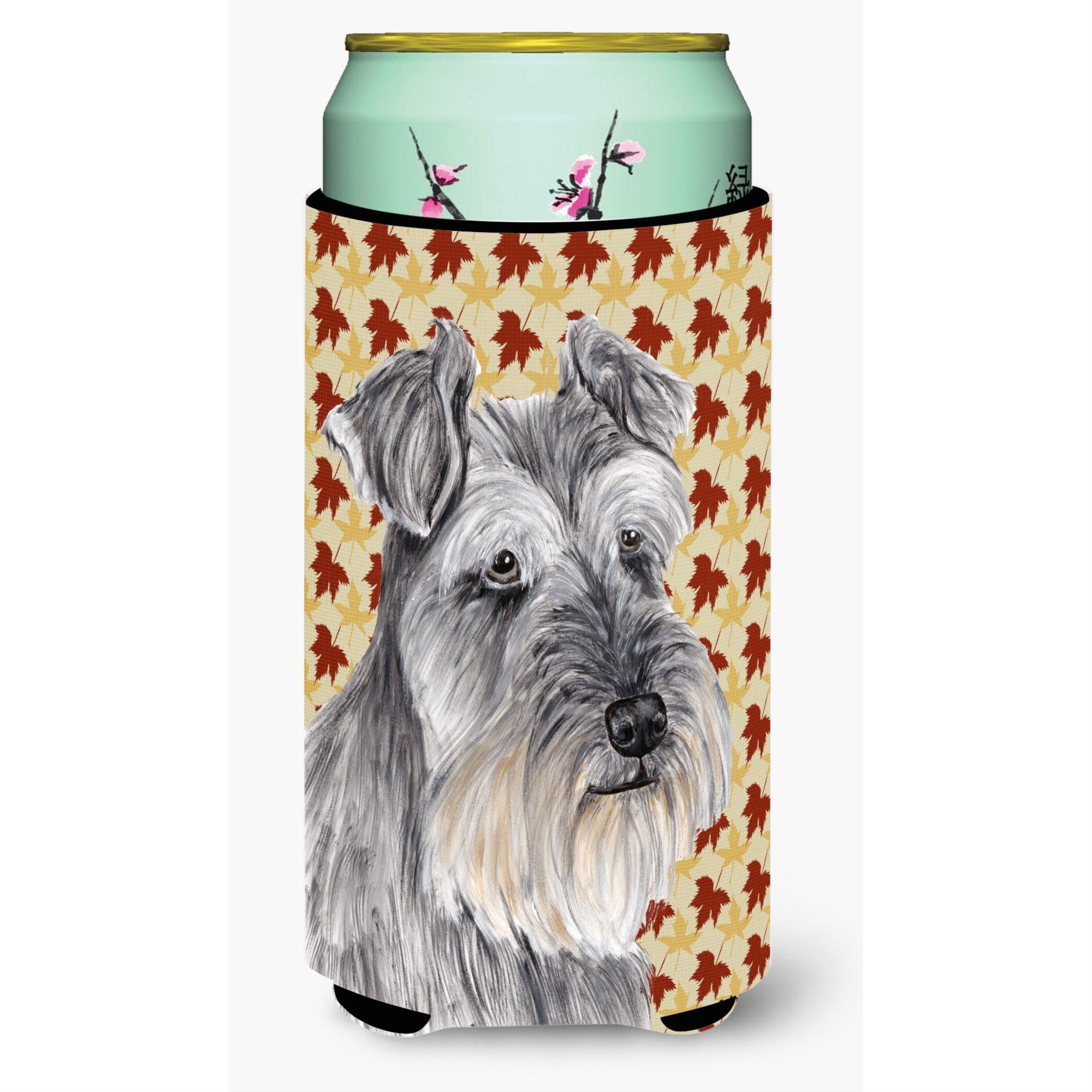 Caroline'S Treasures Schnauzer Fall Leaves Portrait Koozie Hugger, Tall, Multicolor