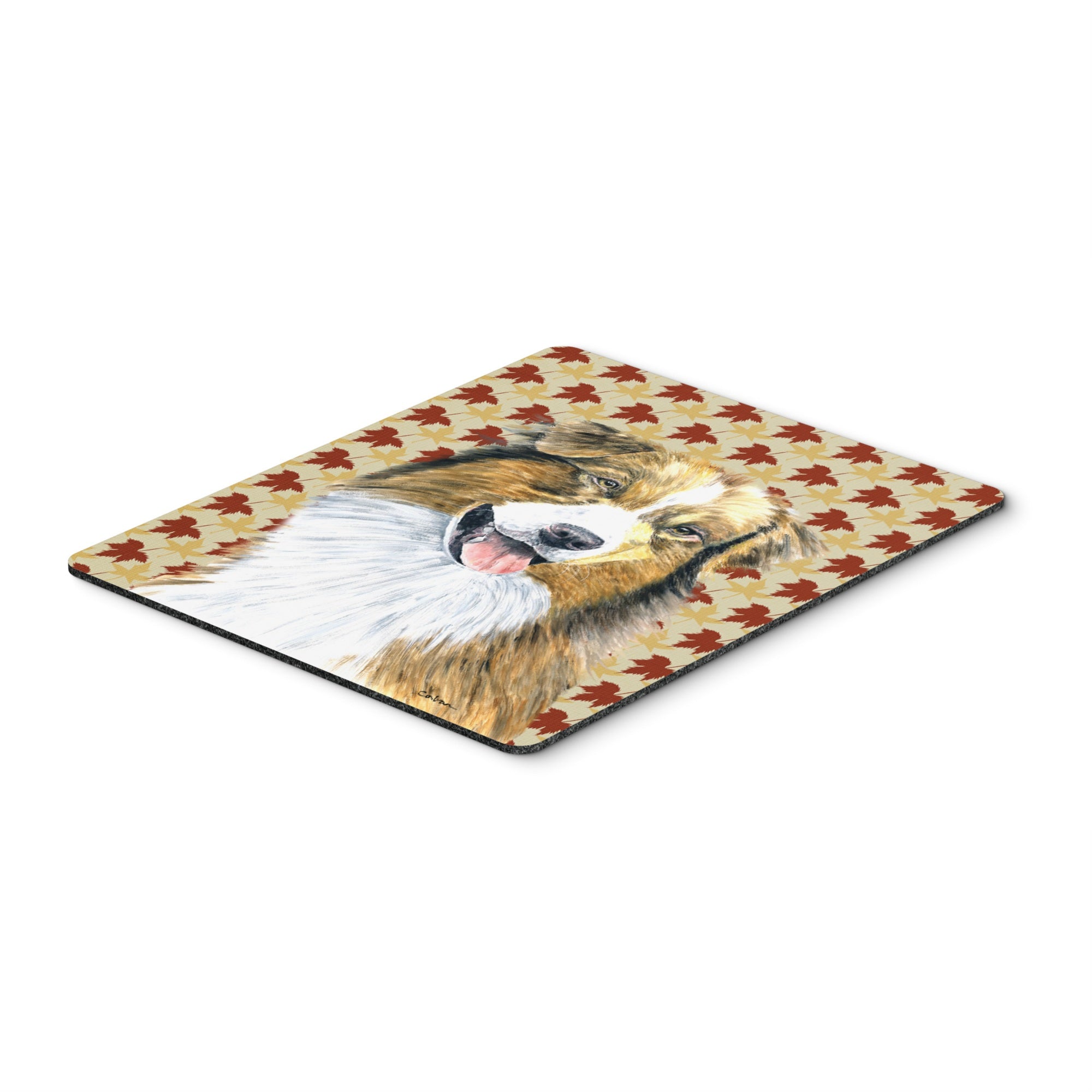 Caroline'S Treasures Australian Shepherd Fall Leaves Portrait Mouse Pad/Hot Pad/Trivet (Sc9237Mp)