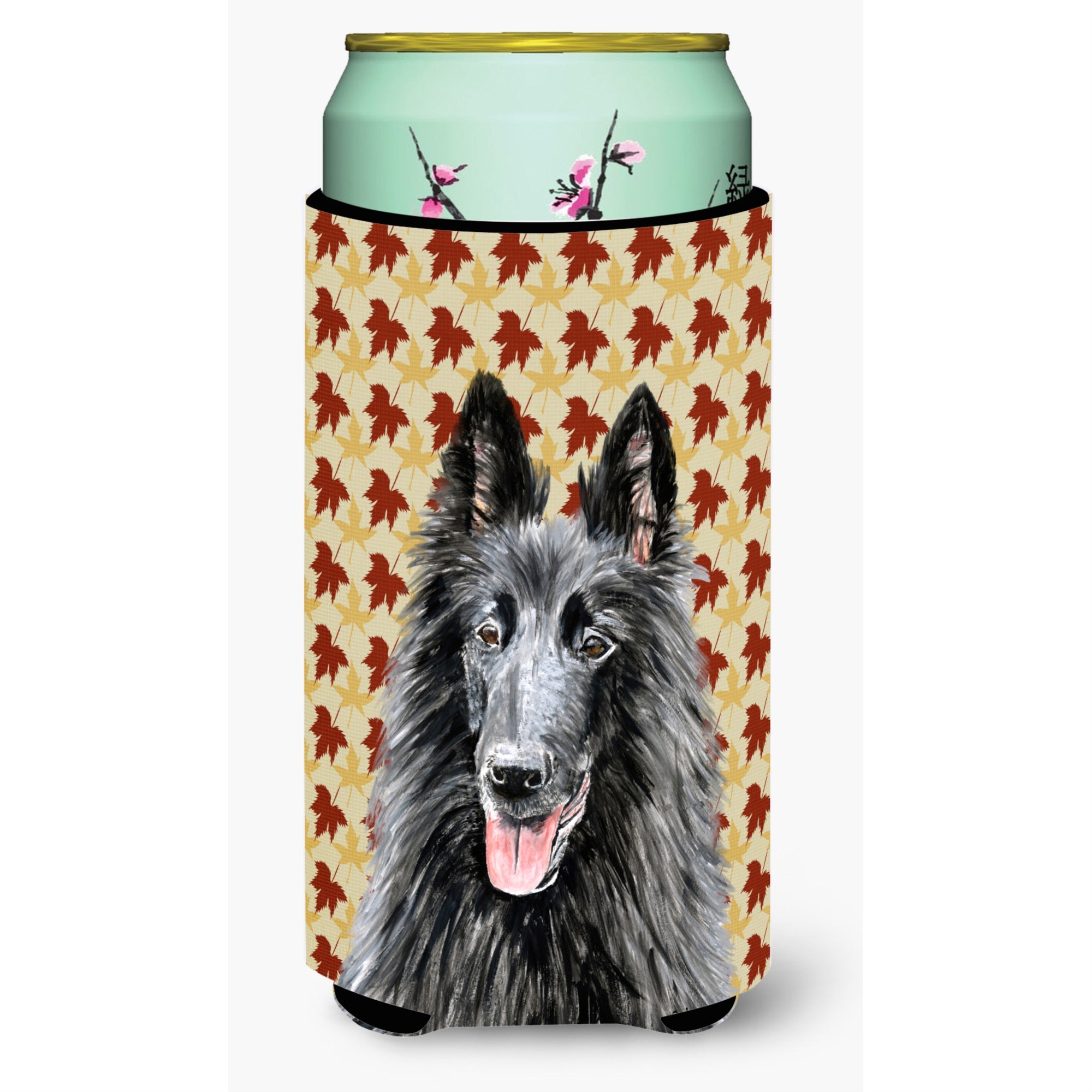 Belgian Sheepdog Fall Leaves Portrait  Tall Boy Beverage Insulator Beverage Insulator Hugger