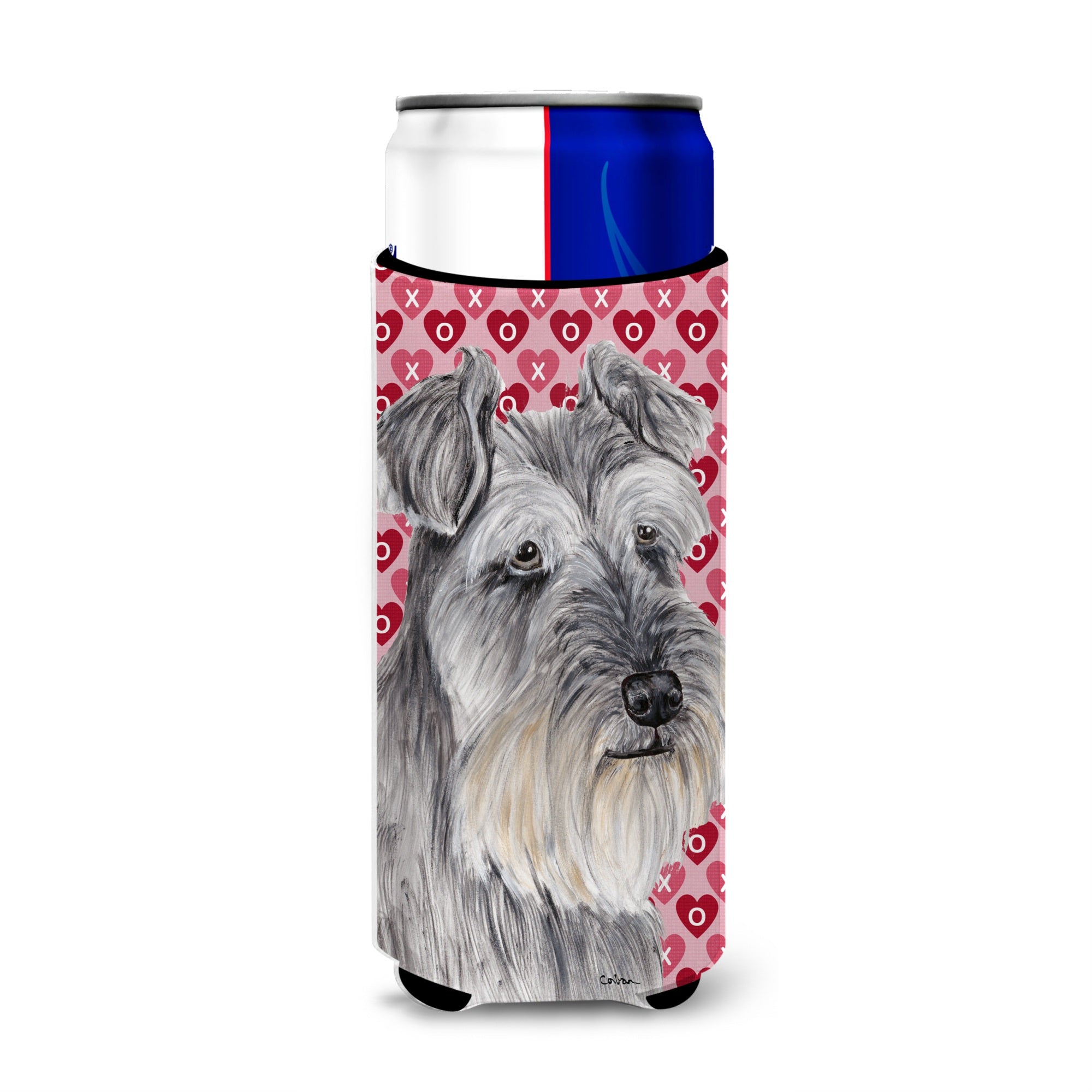 Caroline'S Treasures Sc9246Muk Schnauzer Hearts Love And Valentine'S Day Portrait Michelob Ultra Koozies, Slim, Multicolor