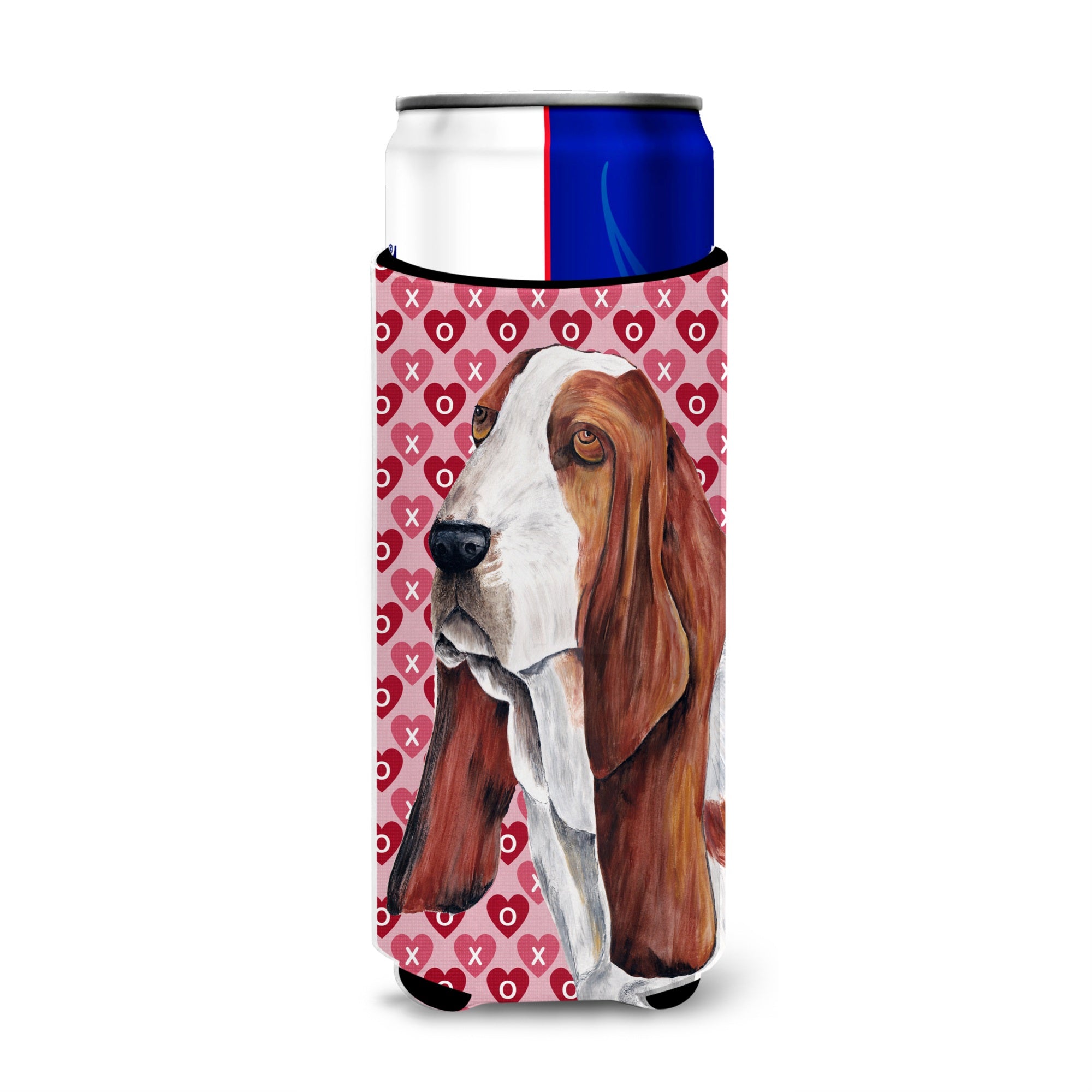 Basset Hound Hearts Love And Valentine'S Day Portrait Ultra Beverage Insulators For Slim Cans Sc9267Muk