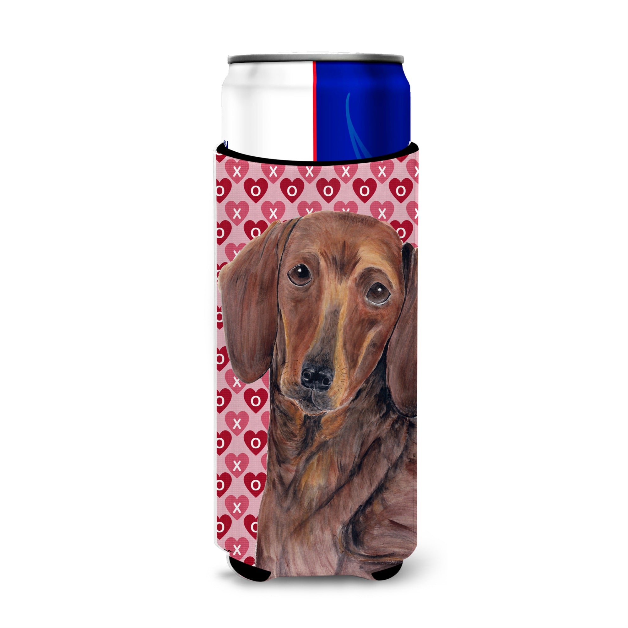 Dachshund Hearts Love And Valentine'S Day Portrait Ultra Beverage Insulators For Slim Cans Sc9271Muk