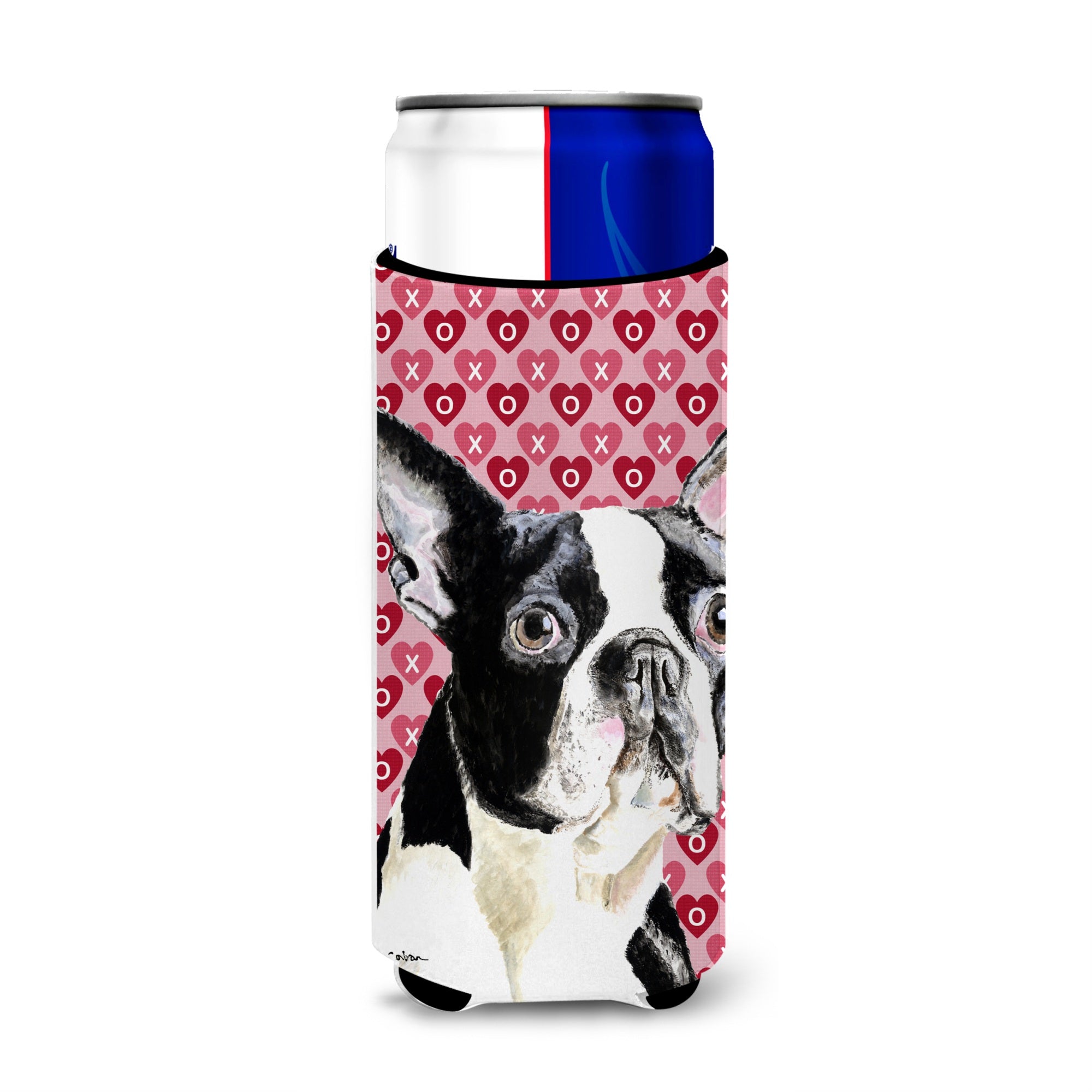 Boston Terrier Hearts Love Valentine'S Day Ultra Beverage Insulators For Slim Cans Sc9279Muk