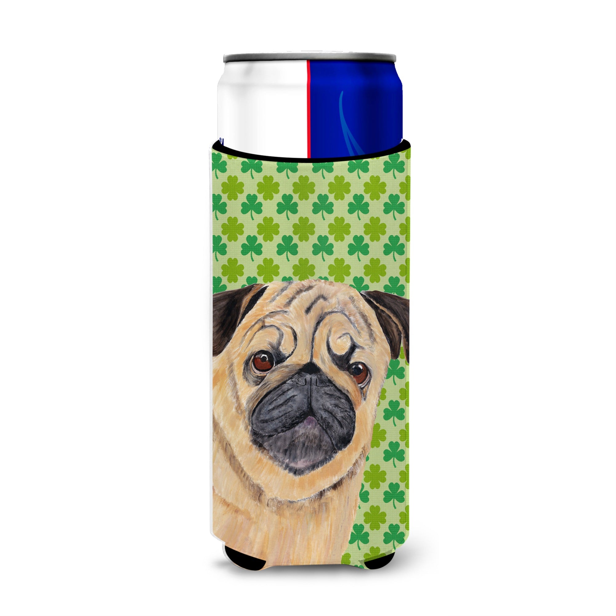 Pug St. Patrick'S Day Shamrock Portrait Ultra Beverage Insulators For Slim Cans Sc9291Muk