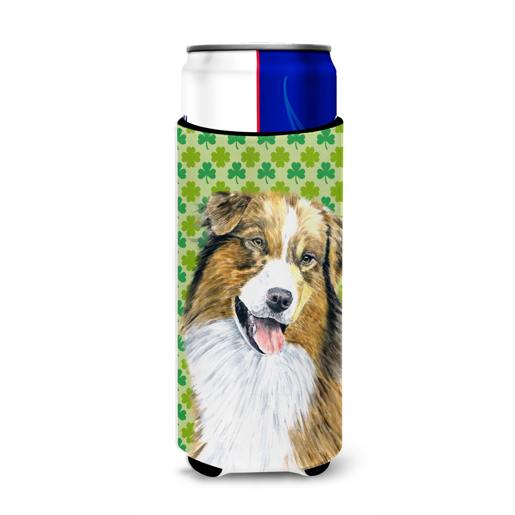 Australian Shepherd St. Patrick'S Day Shamrock Ultra Beverage Insulators For Slim Cans Sc9317Muk