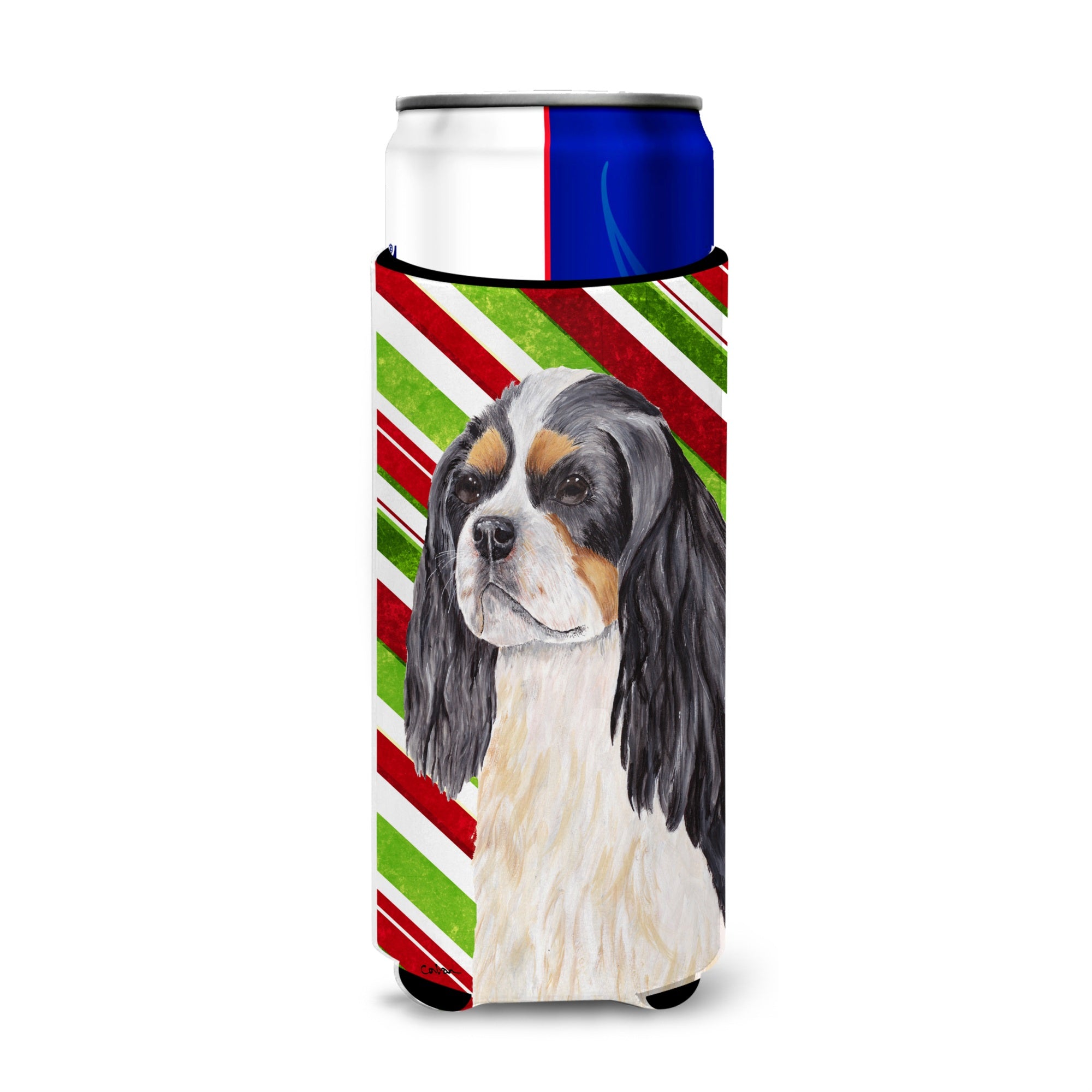 Cavalier Spaniel Candy Cane Holiday Christmas Ultra Beverage Insulators For Slim Cans Sc9351Muk