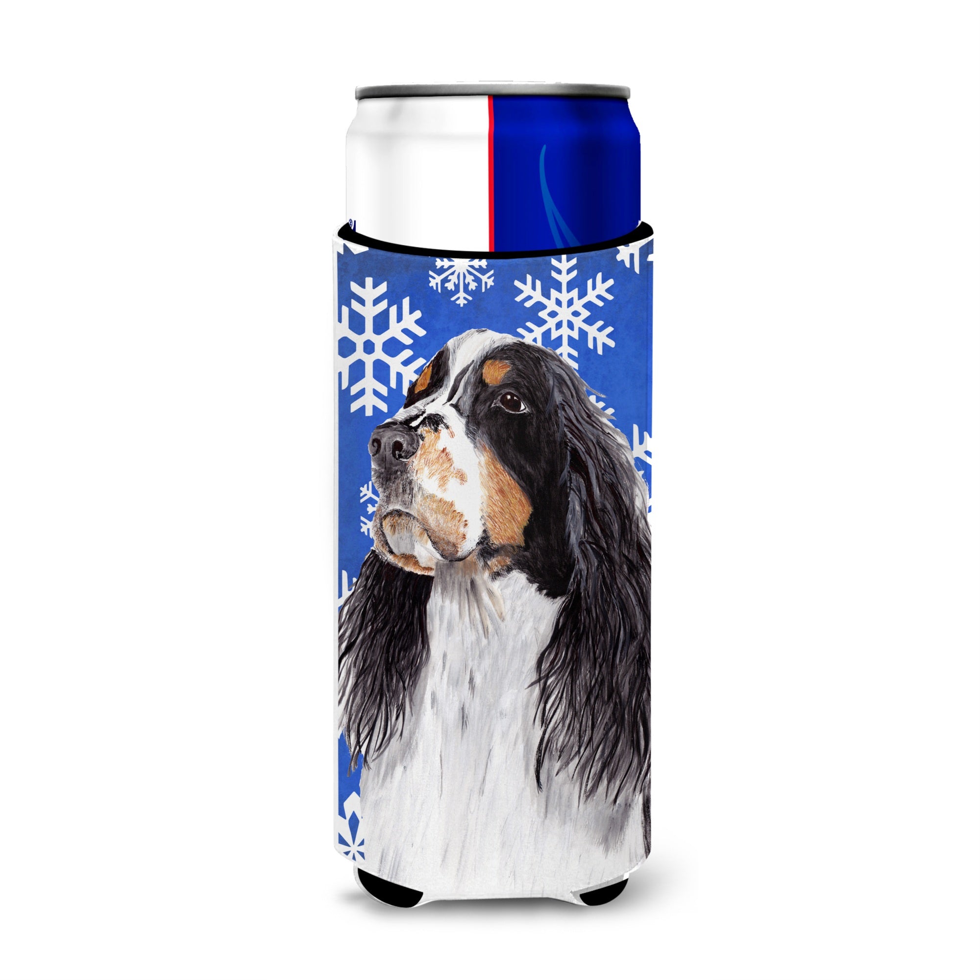 Springer Spaniel Winter Snowflakes Holiday Ultra Beverage Insulators For Slim Cans Sc9361Muk