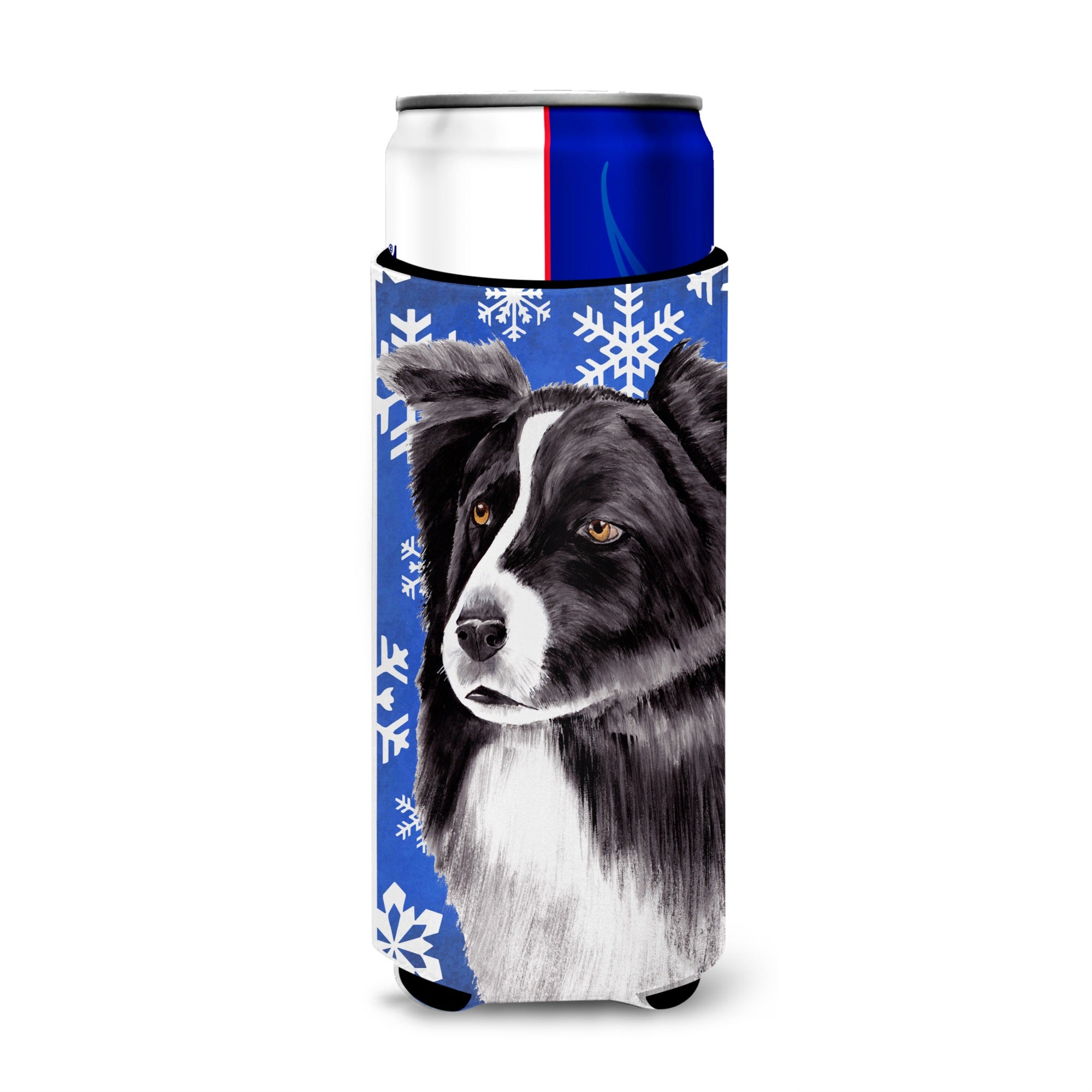Border Collie Winter Snowflakes Holiday Ultra Beverage Insulators For Slim Cans Sc9367Muk