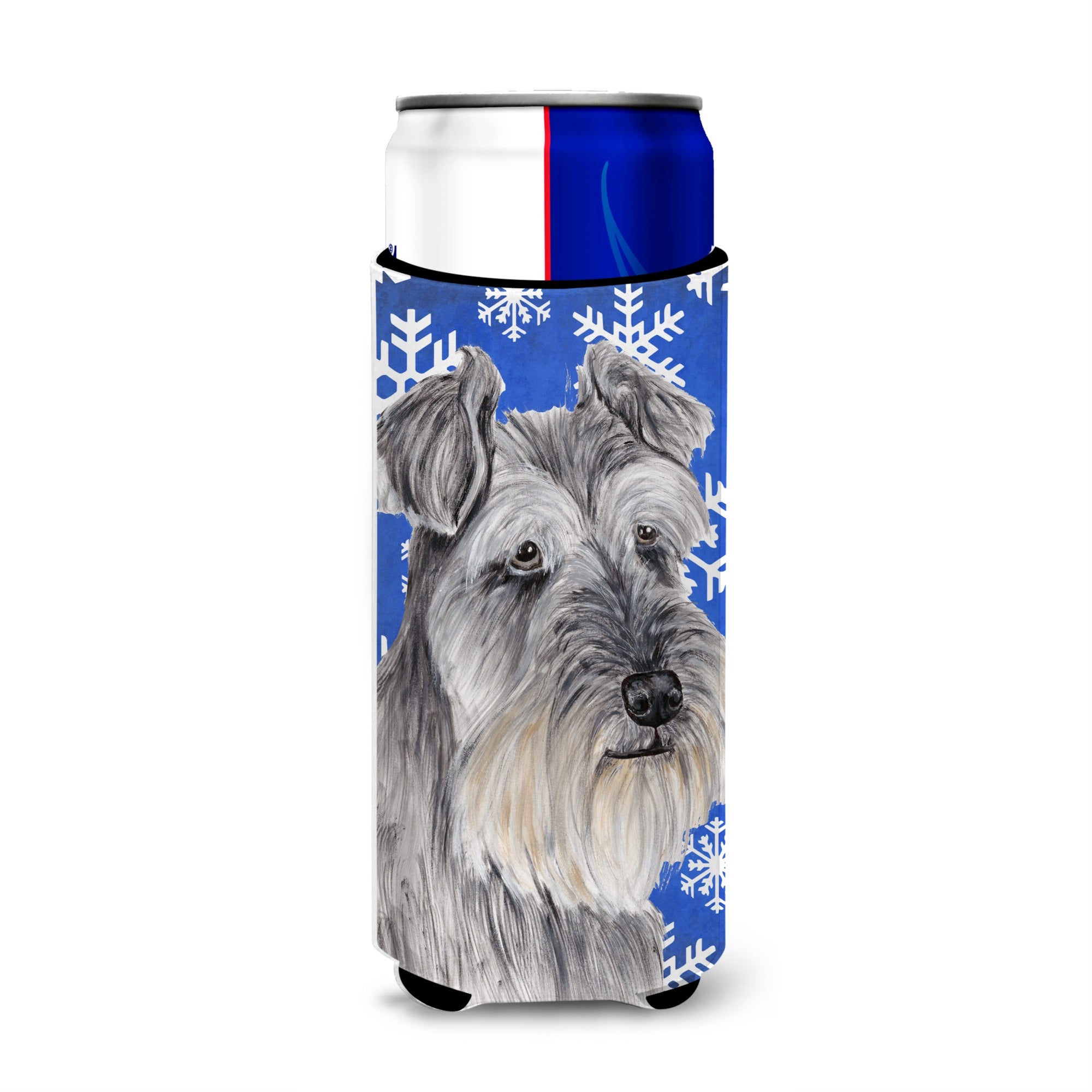 Caroline'S Treasures Sc9393Muk Schnauzer Winter Snowflakes Holiday Michelob Ultra Koozies, Slim, Multicolor