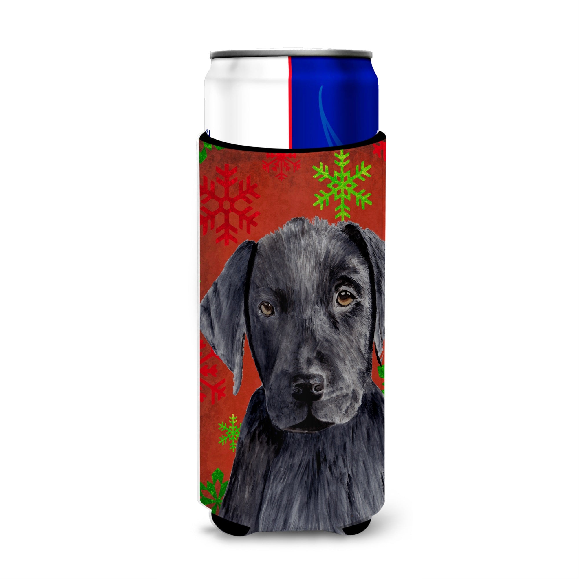 Labrador Red And Green Snowflakes Holiday Christmas Ultra Beverage Insulators For Slim Cans Sc9404Muk