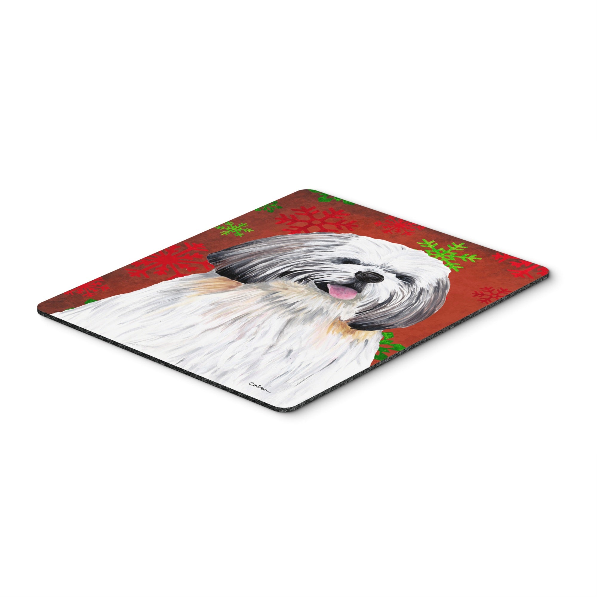 Caroline'S Treasures Mouse/Hot Pad/Trivet, Shih Tzu Red & Green Snowflakes Christmas (Sc9423Mp)