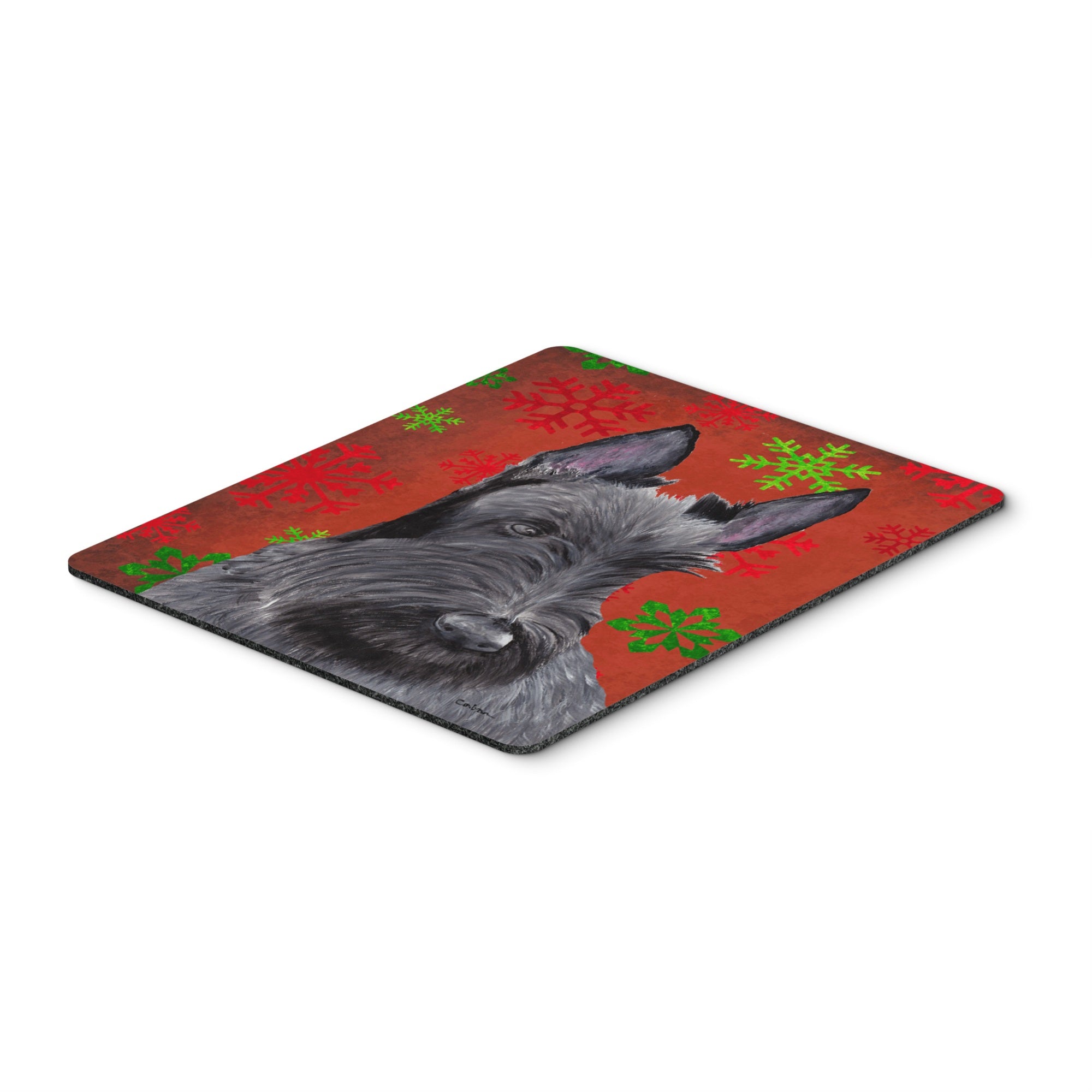 Caroline'S Treasures Mouse/Hot Pad/Trivet, Scottish Terrier Red Green Snowflakes Christmas (Sc9426Mp)