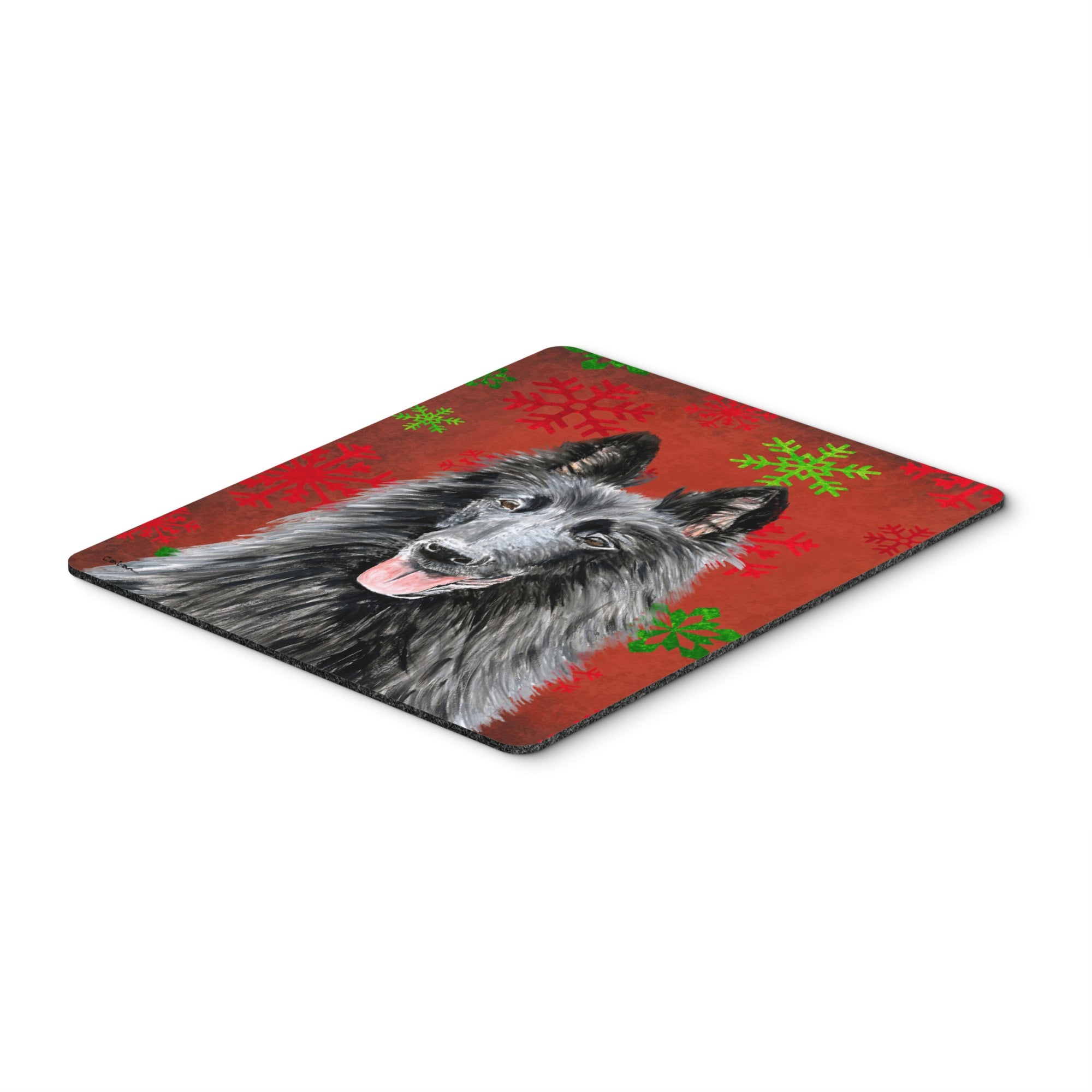 Caroline'S Treasures Mouse/Hot Pad/Trivet, Belgian Sheepdog Snowflakes Holiday Christmas (Sc9438Mp)
