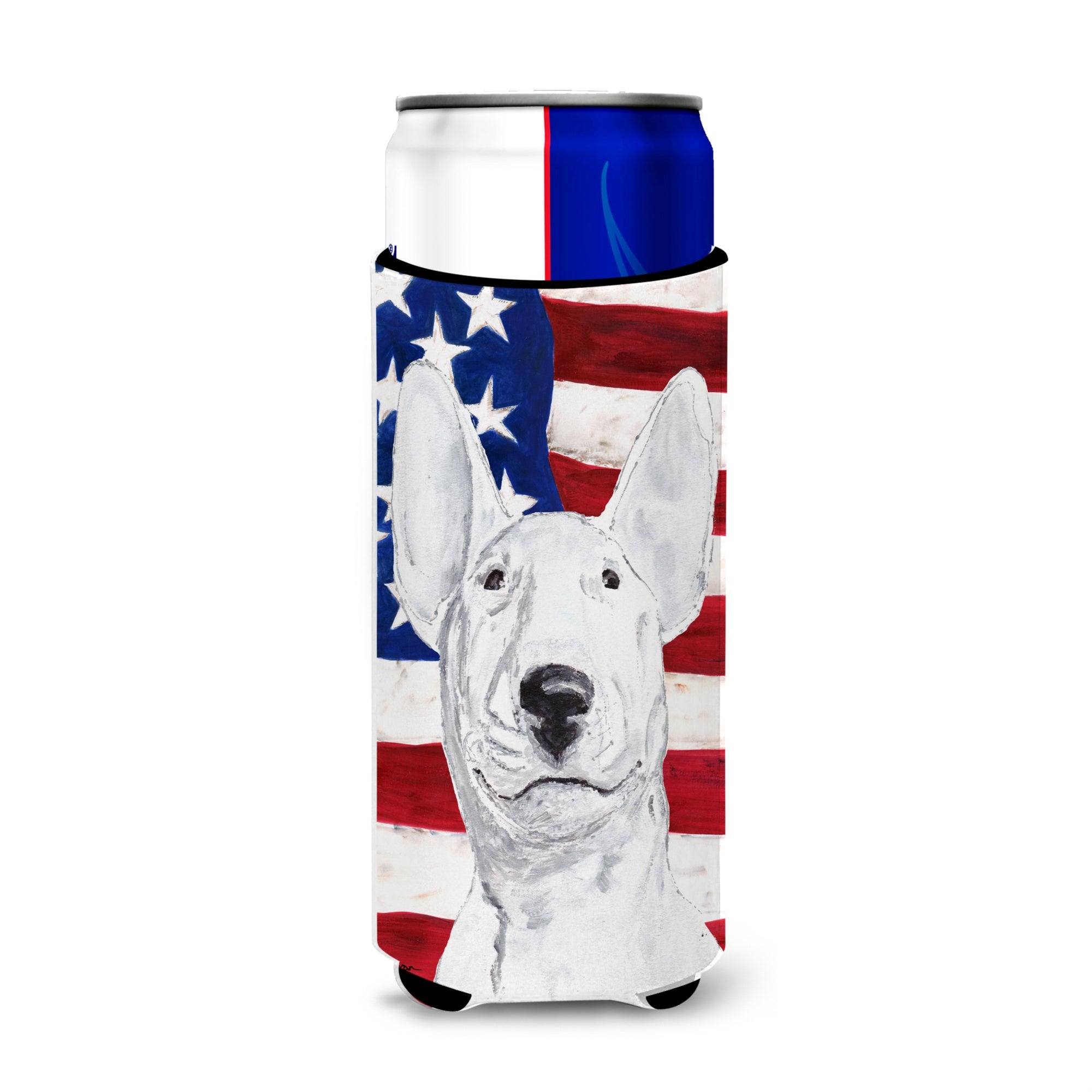 Bull Terrier Usa American Flag Ultra Beverage Insulators For Slim Cans