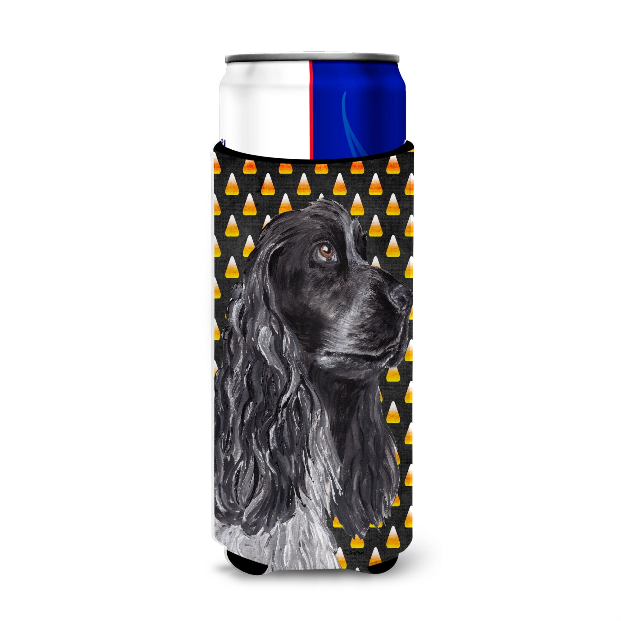 Cocker Spaniel Halloween Candy Corn Ultra Beverage Insulators For Slim Cans